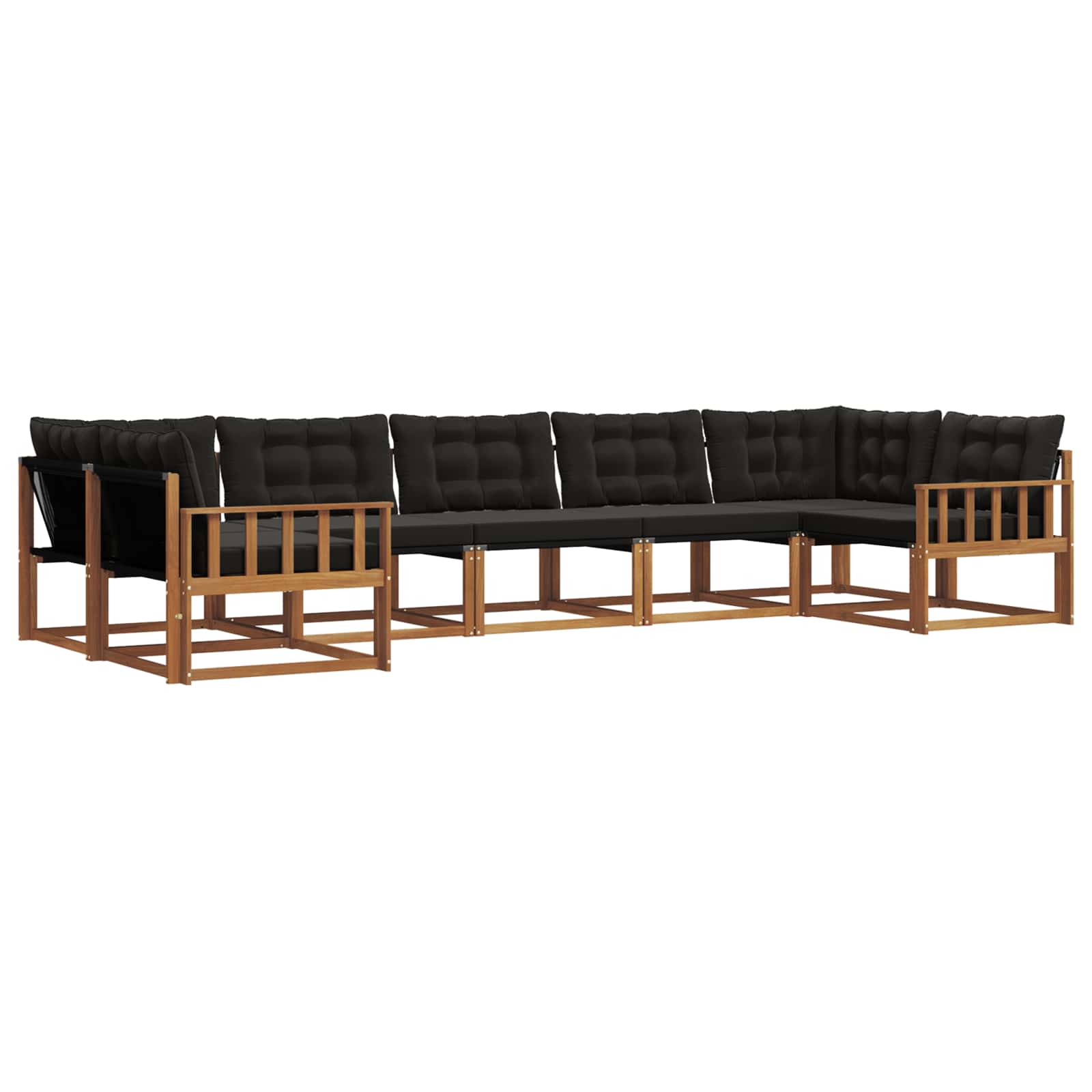 Buiten bankenset met kussen 7 pcs Natuurlijk en Zwart is nu te koop bij PeponiXL, paradijselijk wonen!