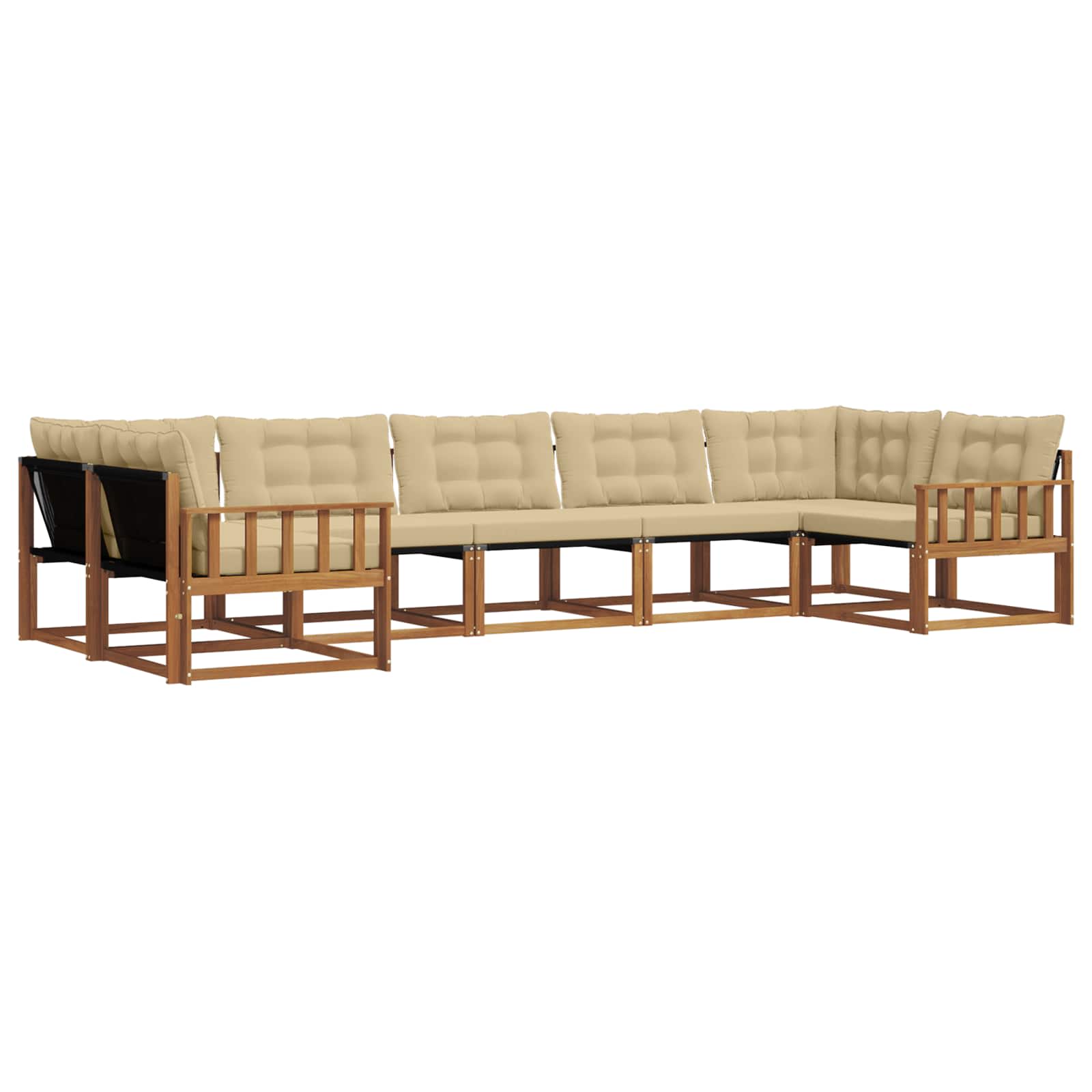 Buiten bankenset met kussen 7 pcs Natuurlijk en Beige is nu te koop bij PeponiXL, paradijselijk wonen!
