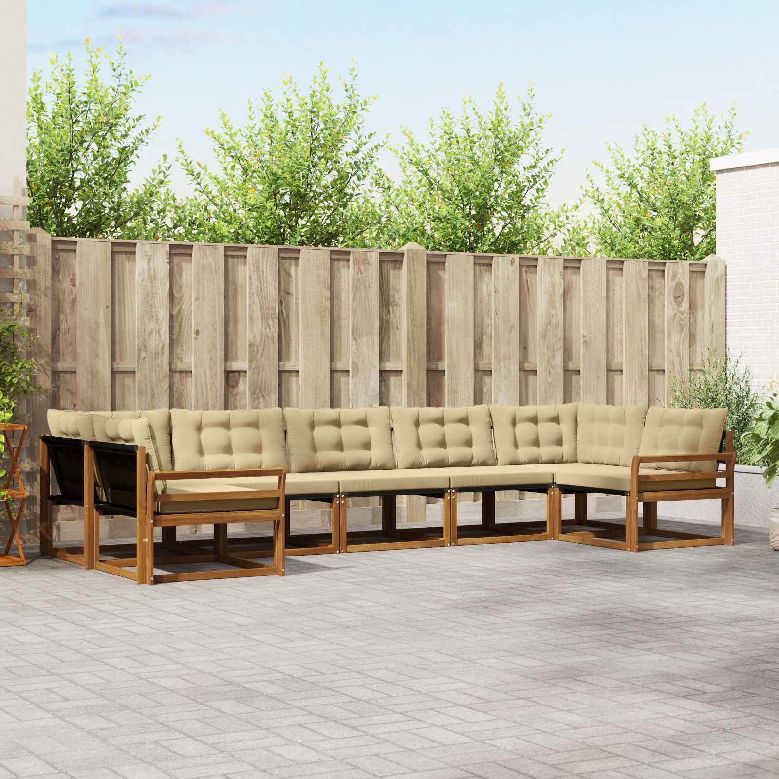 Buiten bankenset met kussen 7 pcs Natuurlijk en Beige is nu te koop bij PeponiXL, paradijselijk wonen!