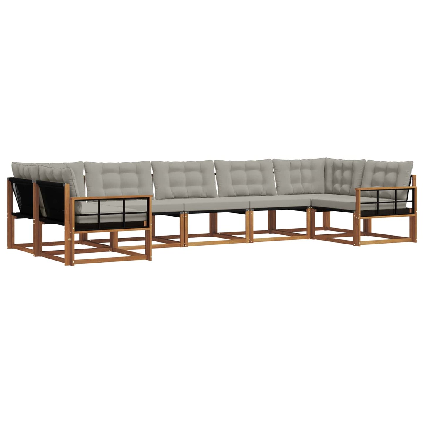 Buiten bankenset met kussen 7 pcs Natuurlijk en Lichtgrijs is nu te koop bij PeponiXL, paradijselijk wonen!
