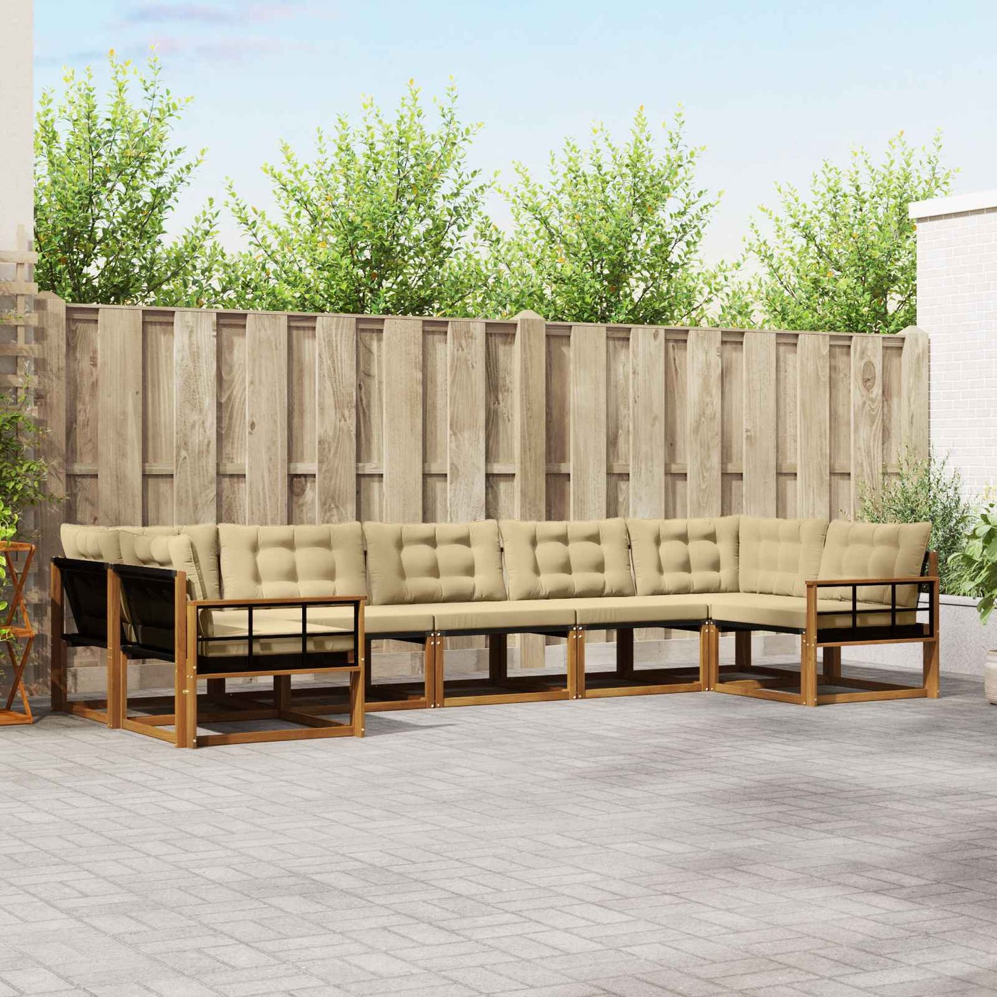 Buiten bankenset met kussen 7 pcs Natuurlijk en Beige is nu te koop bij PeponiXL, paradijselijk wonen!