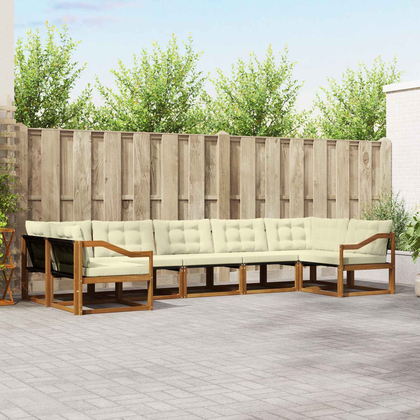 Buiten bankenset met kussen 7 pcs Natuurlijk en Crème is nu te koop bij PeponiXL, paradijselijk wonen!