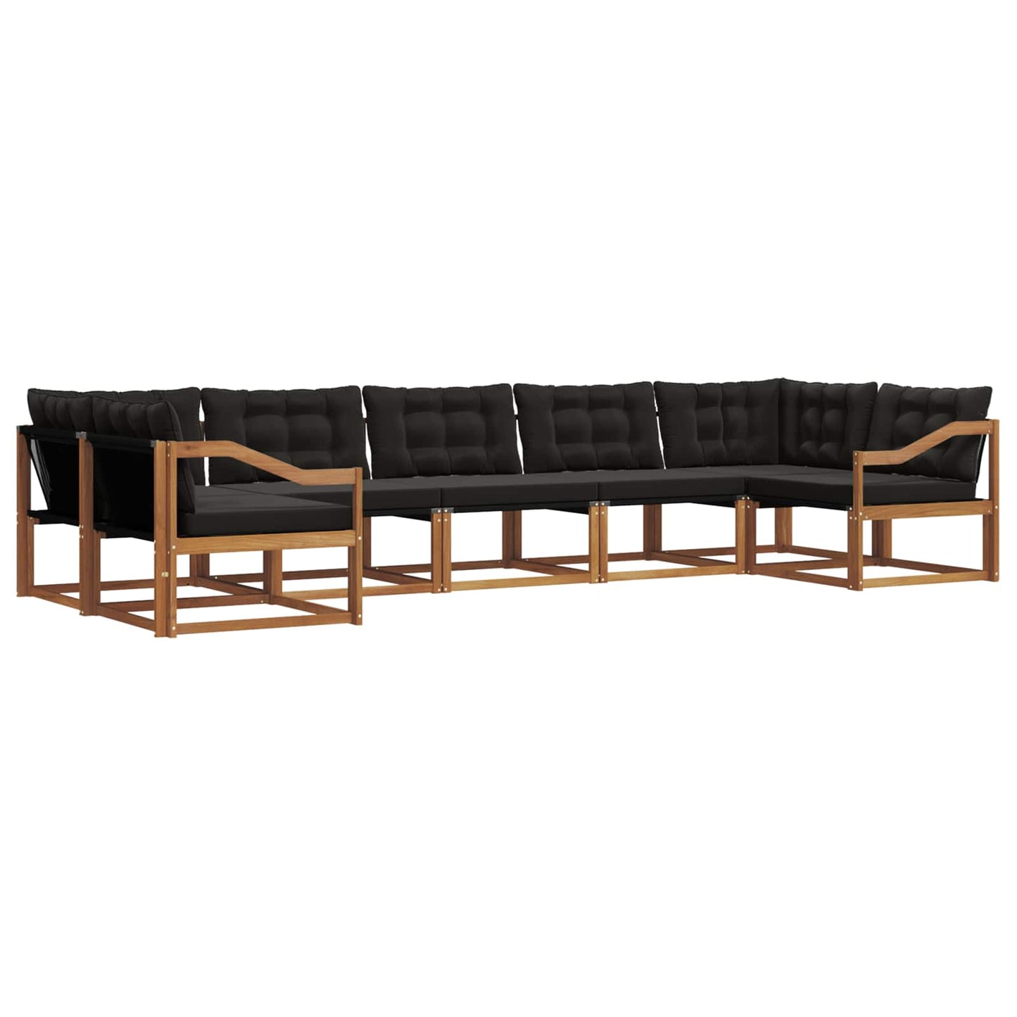 Buiten bankenset met kussen 7 pcs Natuurlijk en Zwart is nu te koop bij PeponiXL, paradijselijk wonen!