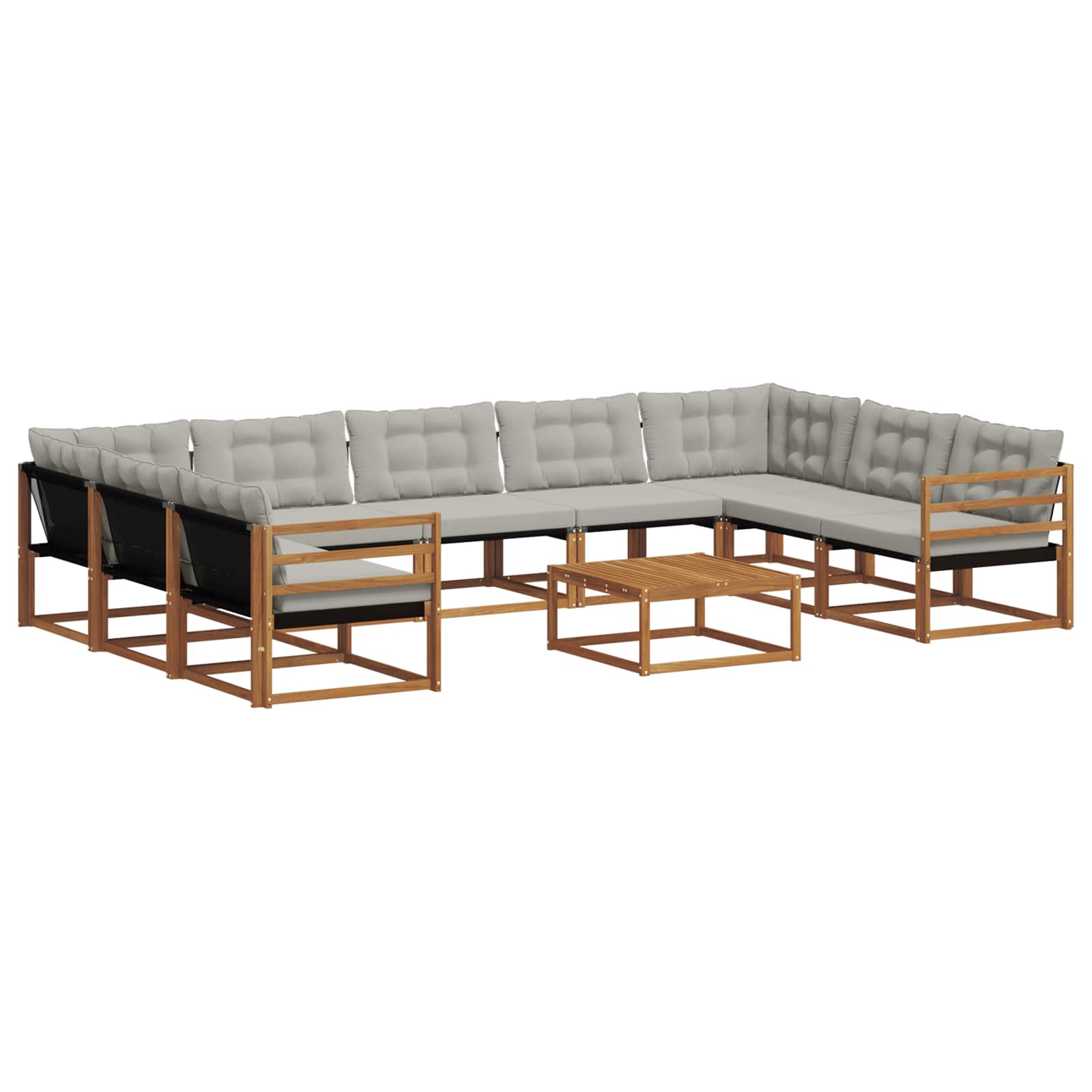 Buiten bankenset met kussen 10 pcs Natuurlijk en Lichtgrijs is nu te koop bij PeponiXL, paradijselijk wonen!