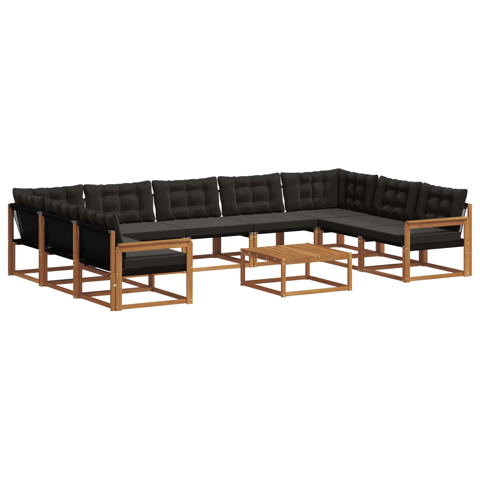 Buiten bankenset met kussen 10 pcs Natuurlijk en Zwart is nu te koop bij PeponiXL, paradijselijk wonen!