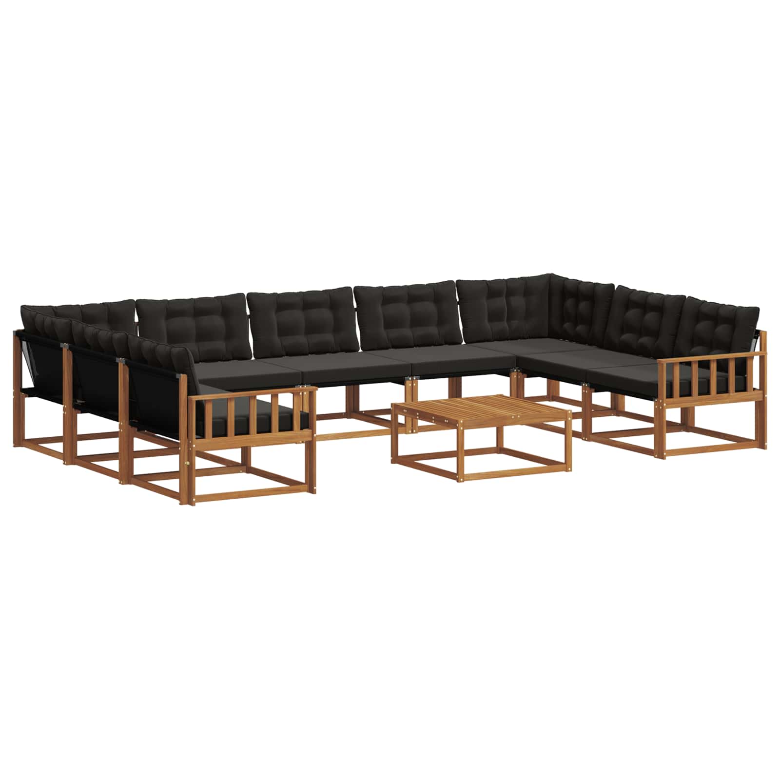 Buiten bankenset met kussen 10 pcs Natuurlijk en Zwart is nu te koop bij PeponiXL, paradijselijk wonen!