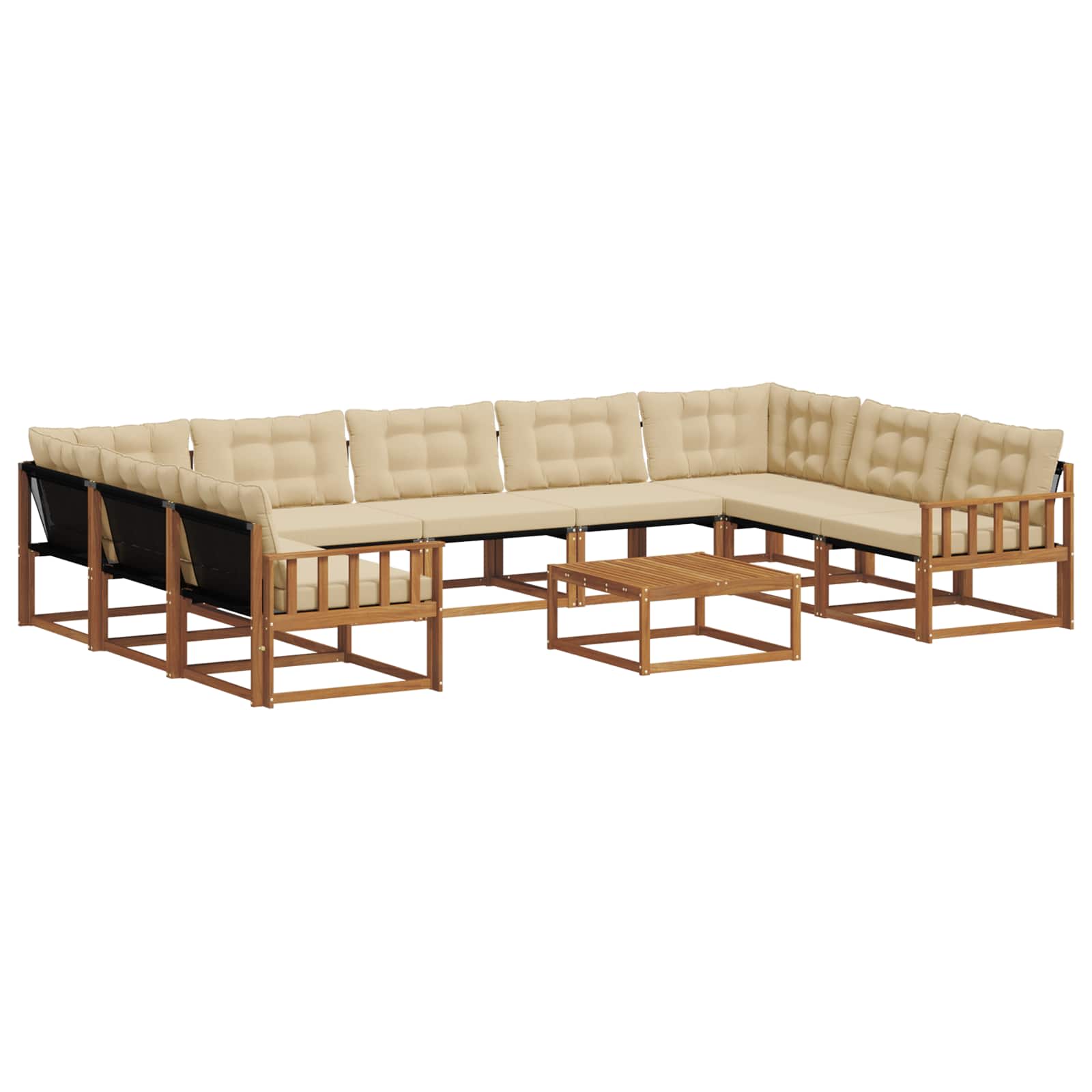 Buiten bankenset met kussen 10 pcs Natuurlijk en Beige is nu te koop bij PeponiXL, paradijselijk wonen!