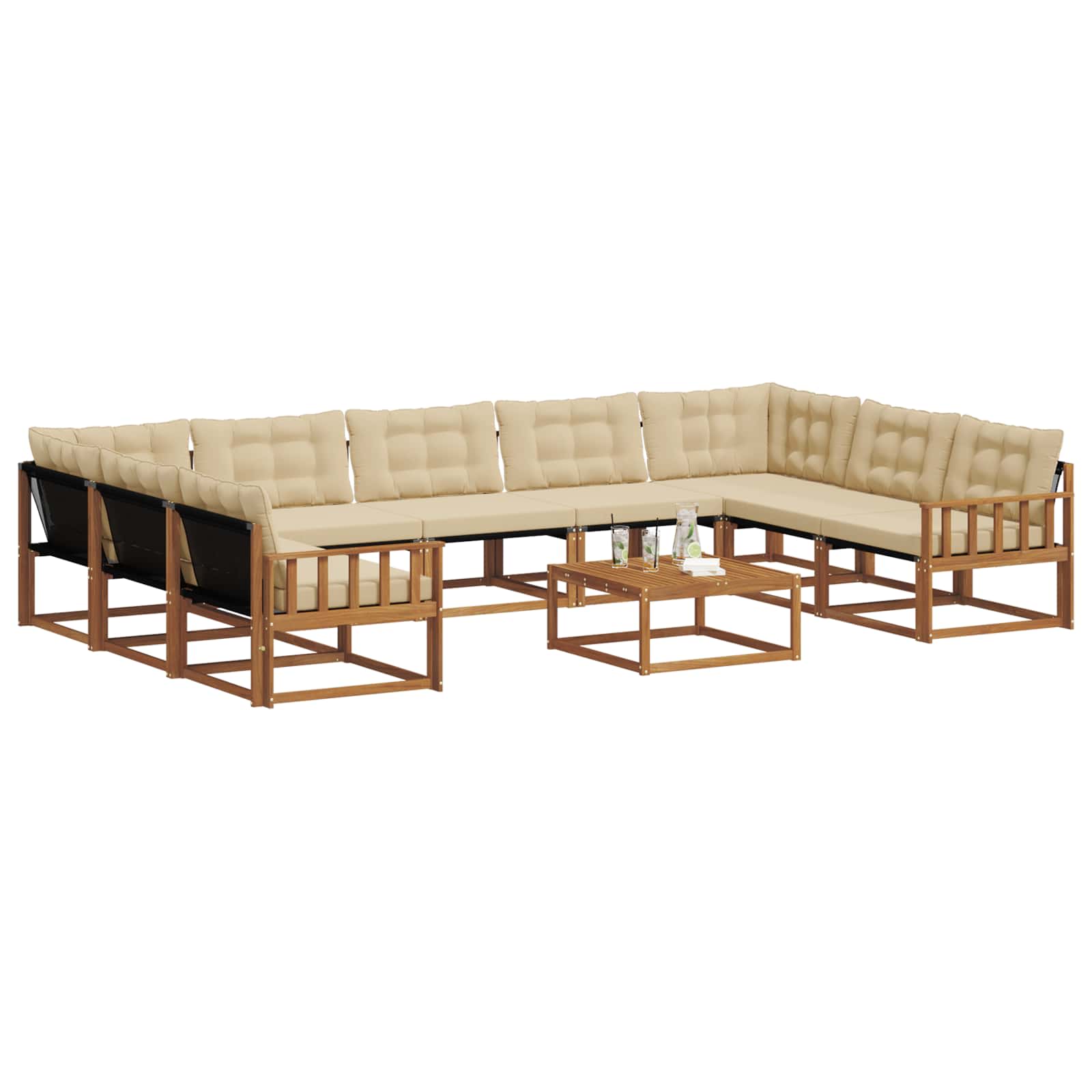 Buiten bankenset met kussen 10 pcs Natuurlijk en Beige is nu te koop bij PeponiXL, paradijselijk wonen!