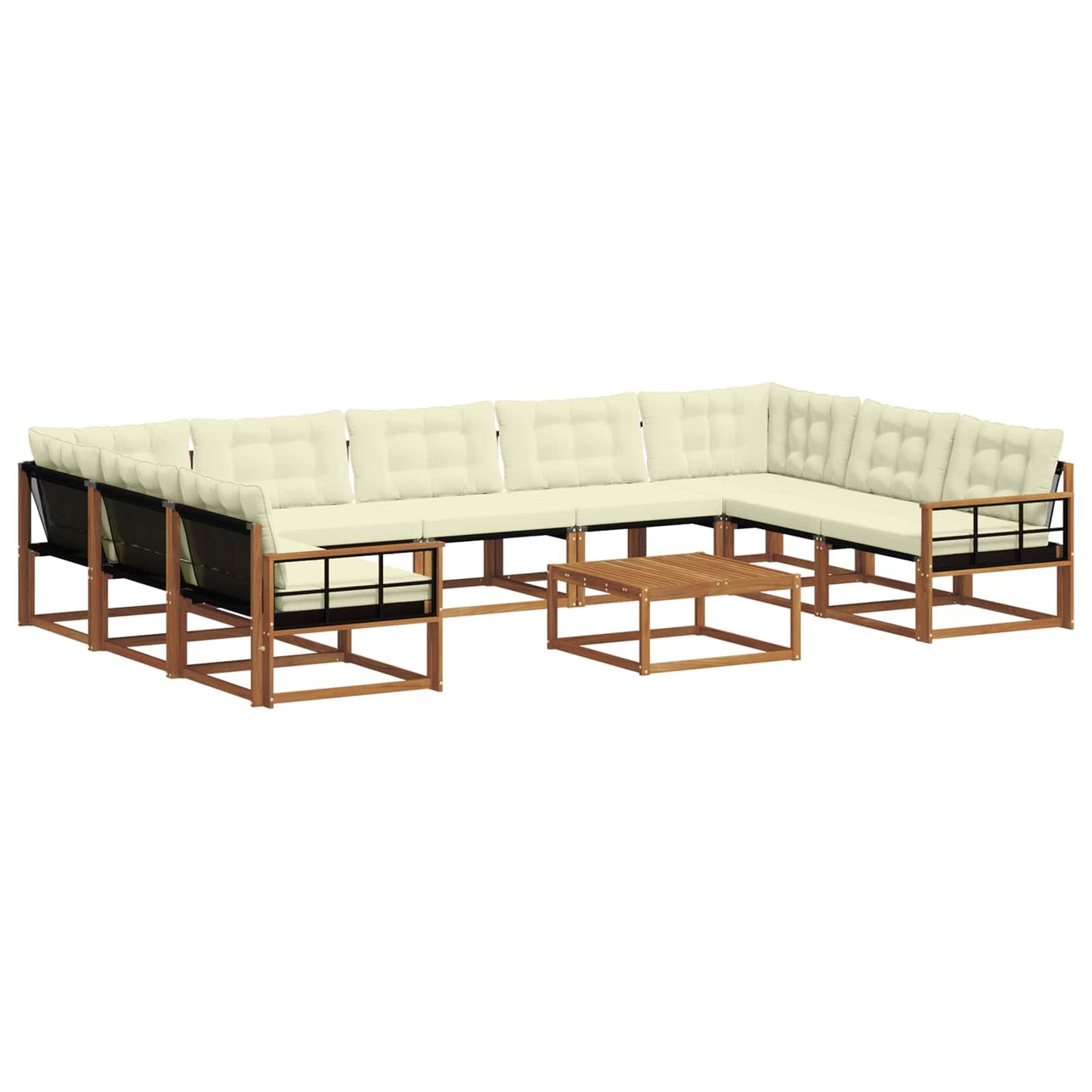 Buiten bankenset met kussen 10 pcs Natuurlijk en Crème is nu te koop bij PeponiXL, paradijselijk wonen!