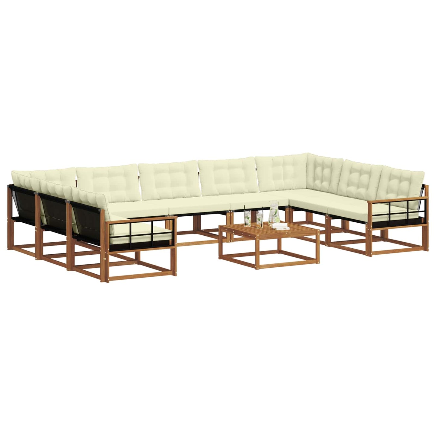 Buiten bankenset met kussen 10 pcs Natuurlijk en Crème is nu te koop bij PeponiXL, paradijselijk wonen!