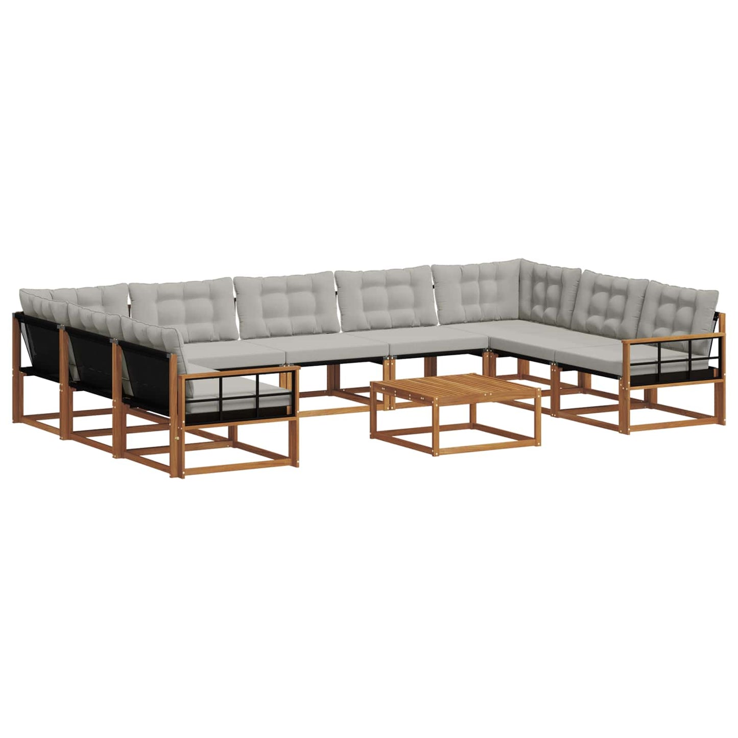 Buiten bankenset met kussen 10 pcs Natuurlijk en Lichtgrijs is nu te koop bij PeponiXL, paradijselijk wonen!