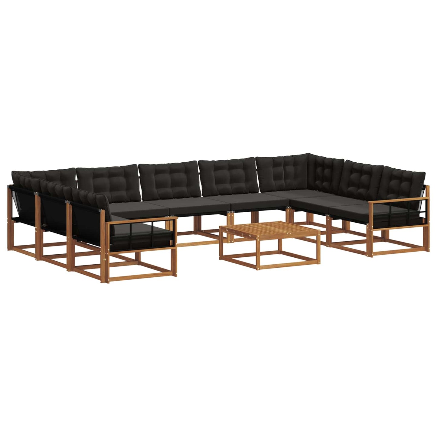 Buiten bankenset met kussen 10 pcs Natuurlijk en Zwart is nu te koop bij PeponiXL, paradijselijk wonen!