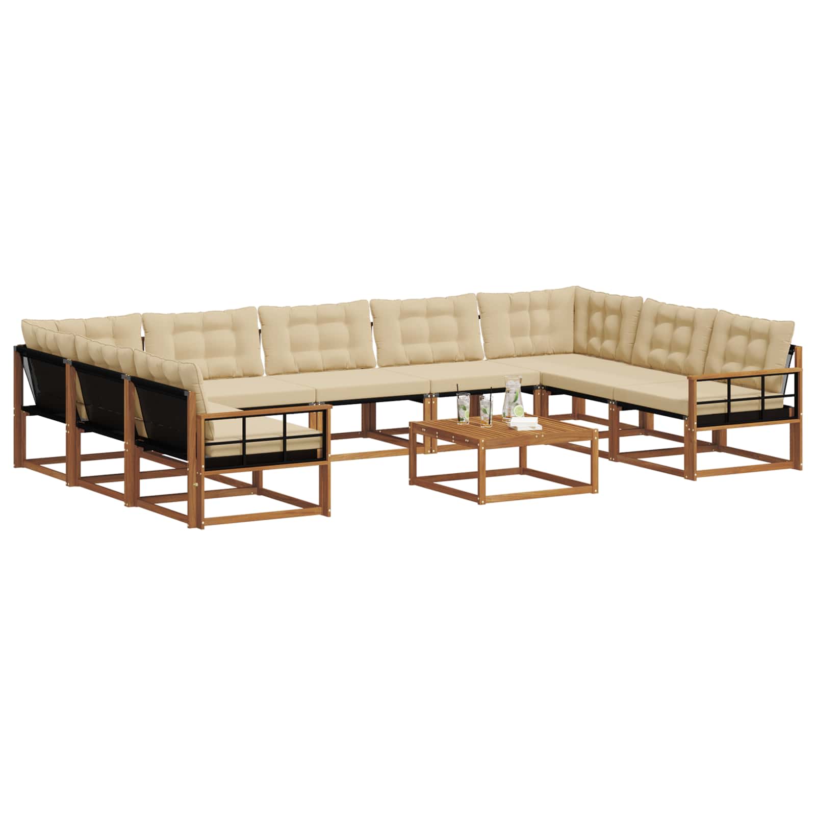 Buiten bankenset met kussen 10 pcs Natuurlijk en Beige is nu te koop bij PeponiXL, paradijselijk wonen!