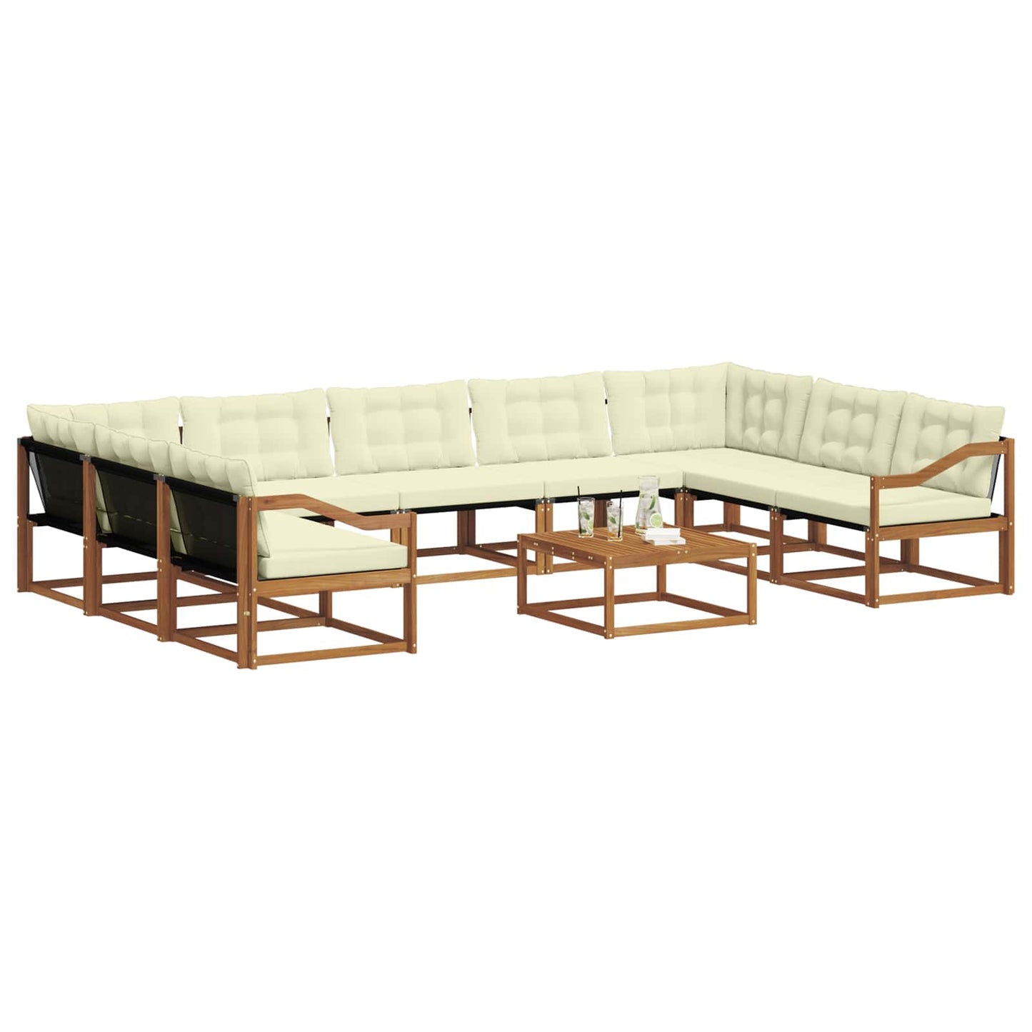 Buiten bankenset met kussen 10 pcs Natuurlijk en Crème is nu te koop bij PeponiXL, paradijselijk wonen!