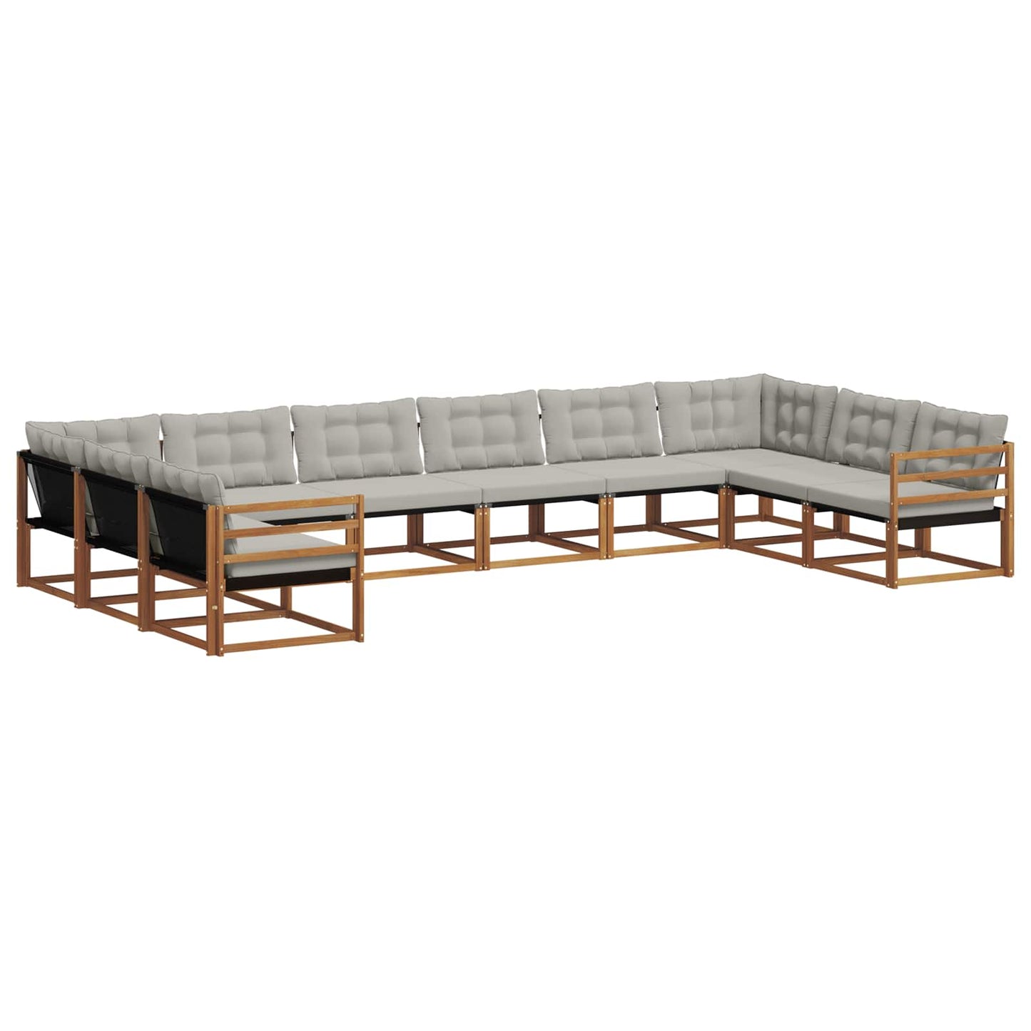 Buiten bankenset met kussen 10 pcs Natuurlijk en Lichtgrijs is nu te koop bij PeponiXL, paradijselijk wonen!