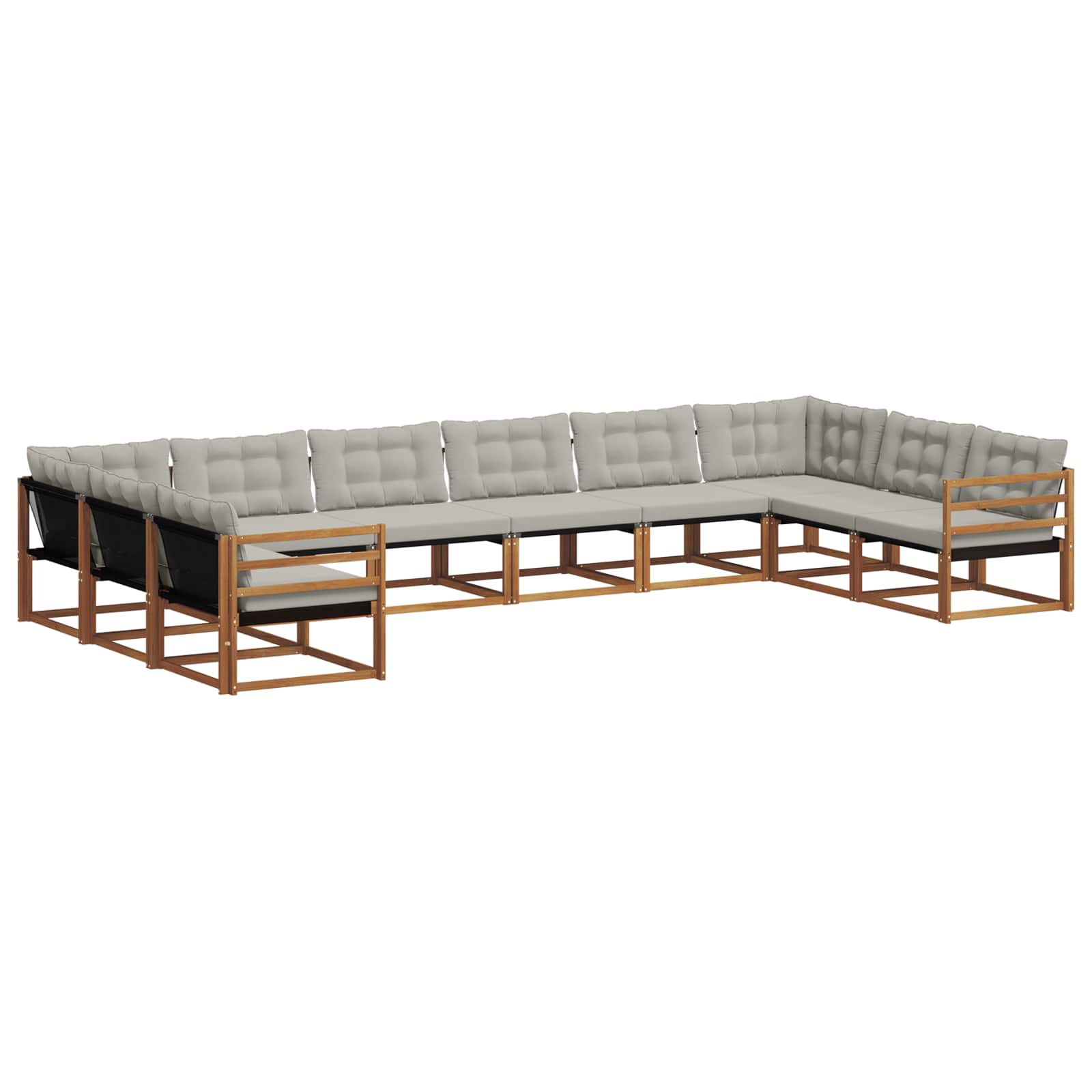 Buiten bankenset met kussen 10 pcs Natuurlijk en Lichtgrijs is nu te koop bij PeponiXL, paradijselijk wonen!