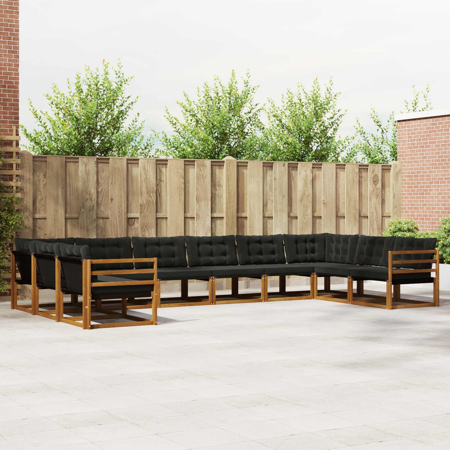 Buiten bankenset met kussen 10 pcs Natuurlijk en Zwart is nu te koop bij PeponiXL, paradijselijk wonen!