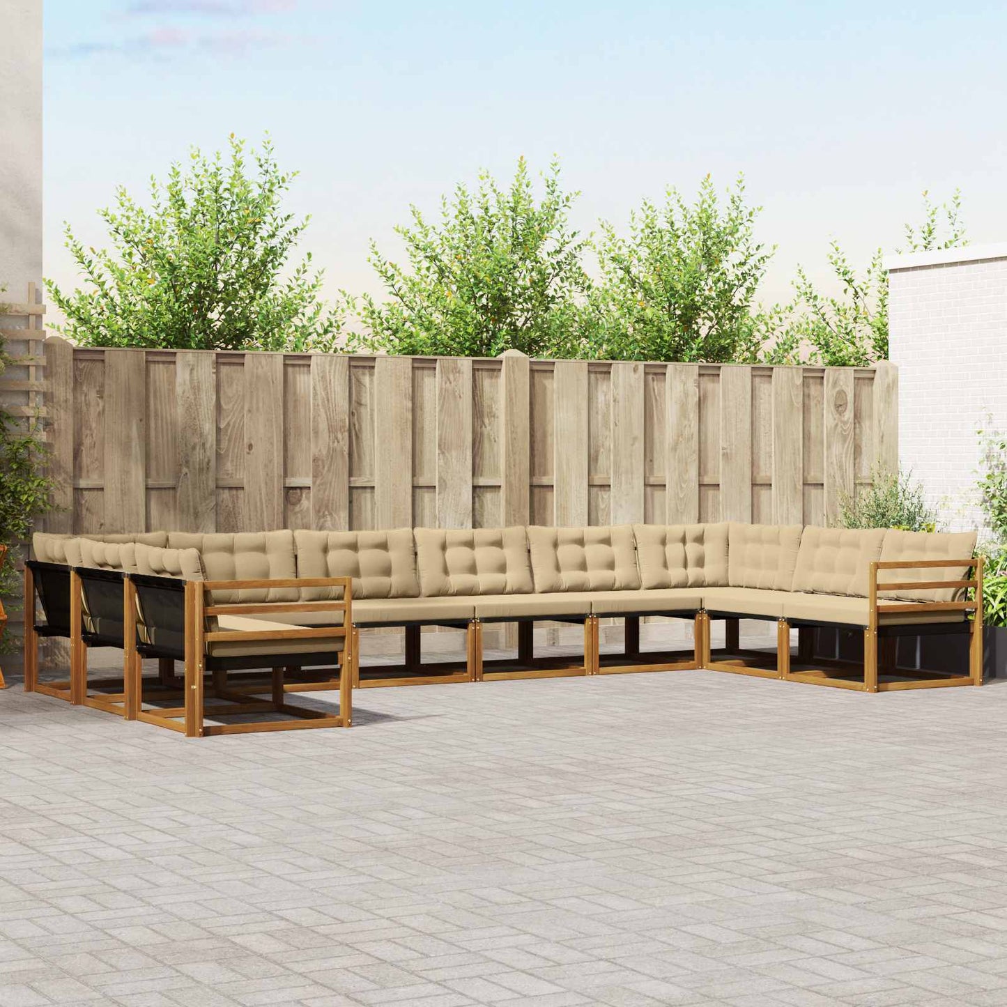Buiten bankenset met kussen 10 pcs Natuurlijk en Beige is nu te koop bij PeponiXL, paradijselijk wonen!
