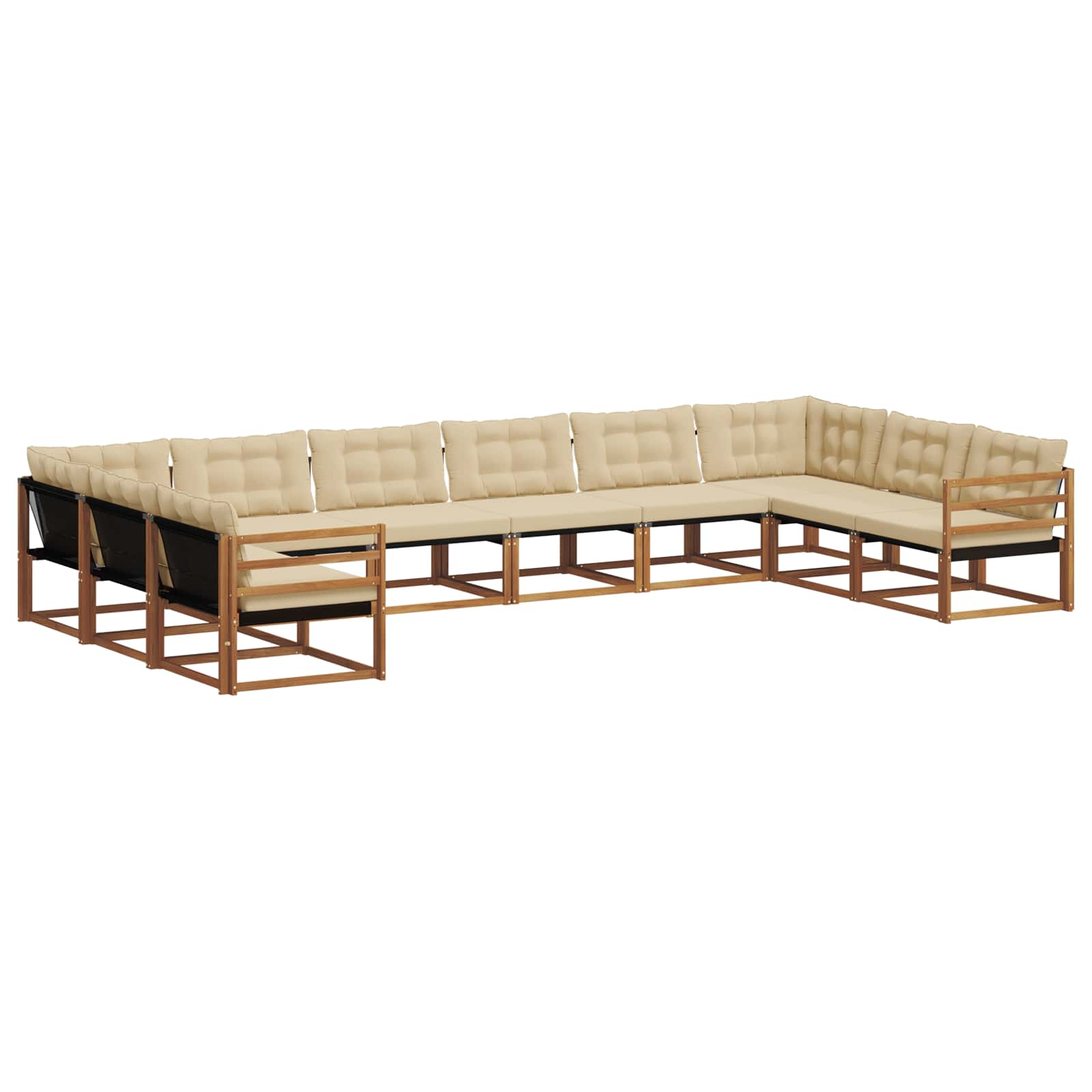 Buiten bankenset met kussen 10 pcs Natuurlijk en Beige is nu te koop bij PeponiXL, paradijselijk wonen!