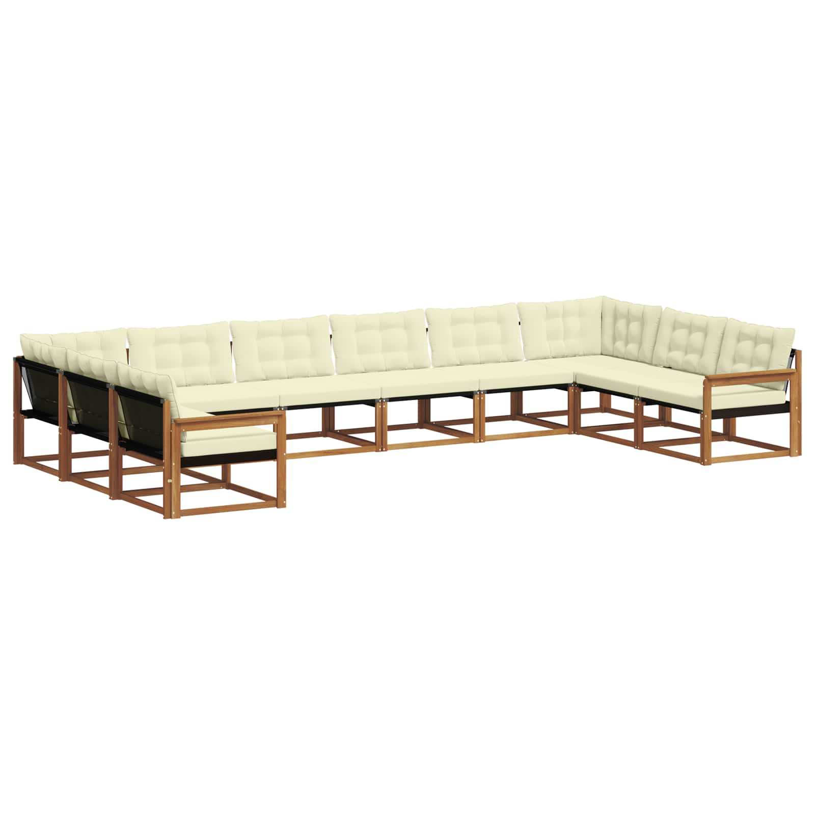 Buiten bankenset met kussen 10 pcs Natuurlijk en Crème is nu te koop bij PeponiXL, paradijselijk wonen!