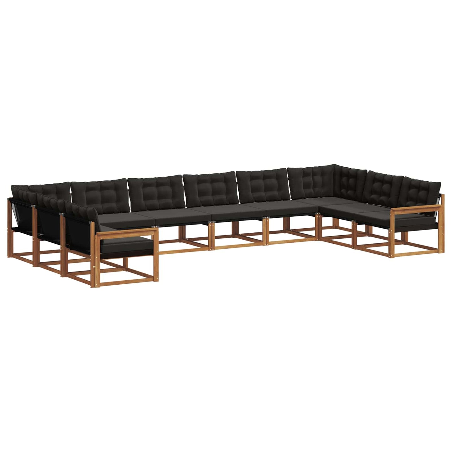 Buiten bankenset met kussen 10 pcs Natuurlijk en Zwart is nu te koop bij PeponiXL, paradijselijk wonen!