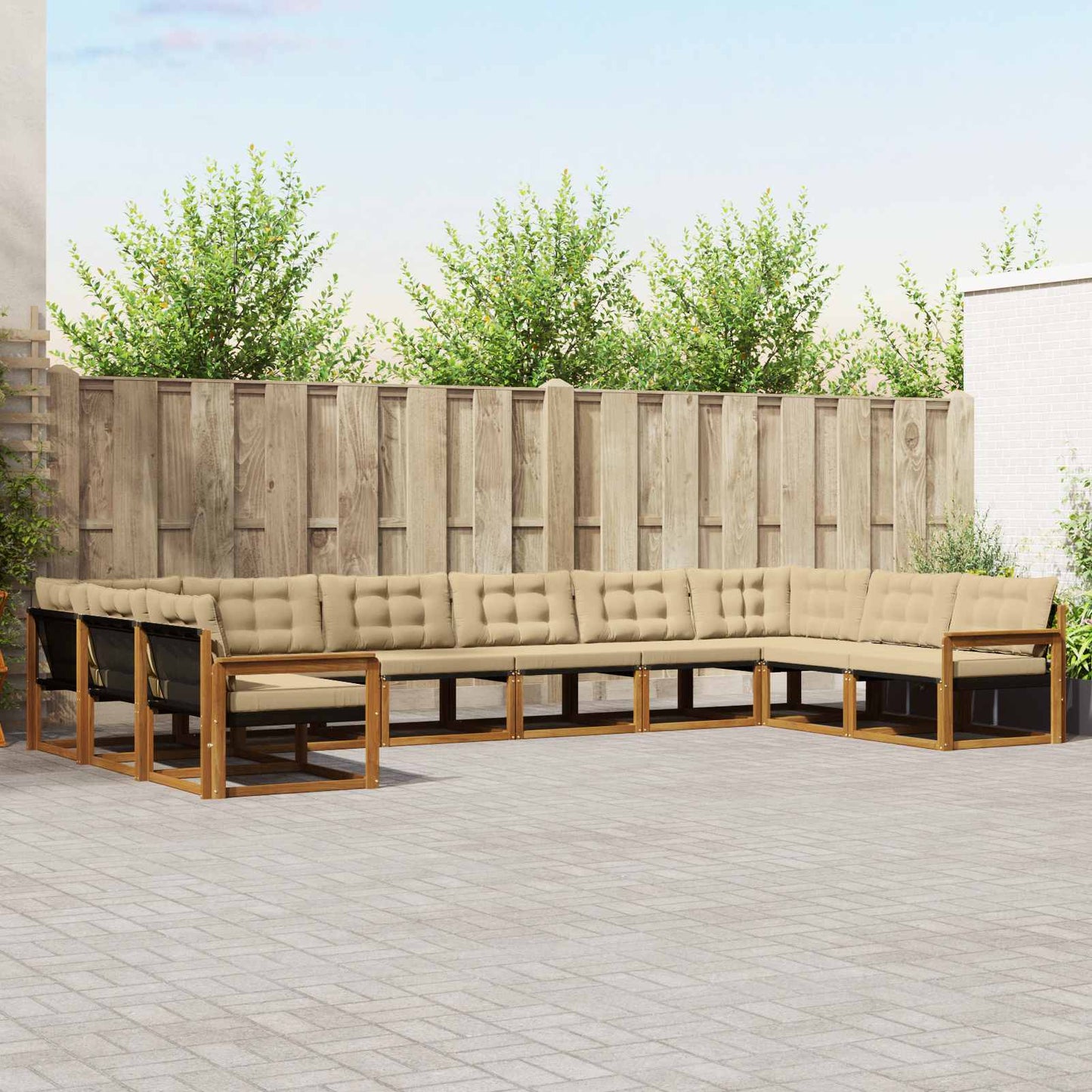 Buiten bankenset met kussen 10 pcs Natuurlijk en Beige is nu te koop bij PeponiXL, paradijselijk wonen!