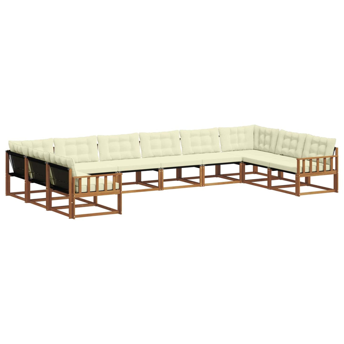 Buiten bankenset met kussen 10 pcs Natuurlijk en Crème is nu te koop bij PeponiXL, paradijselijk wonen!