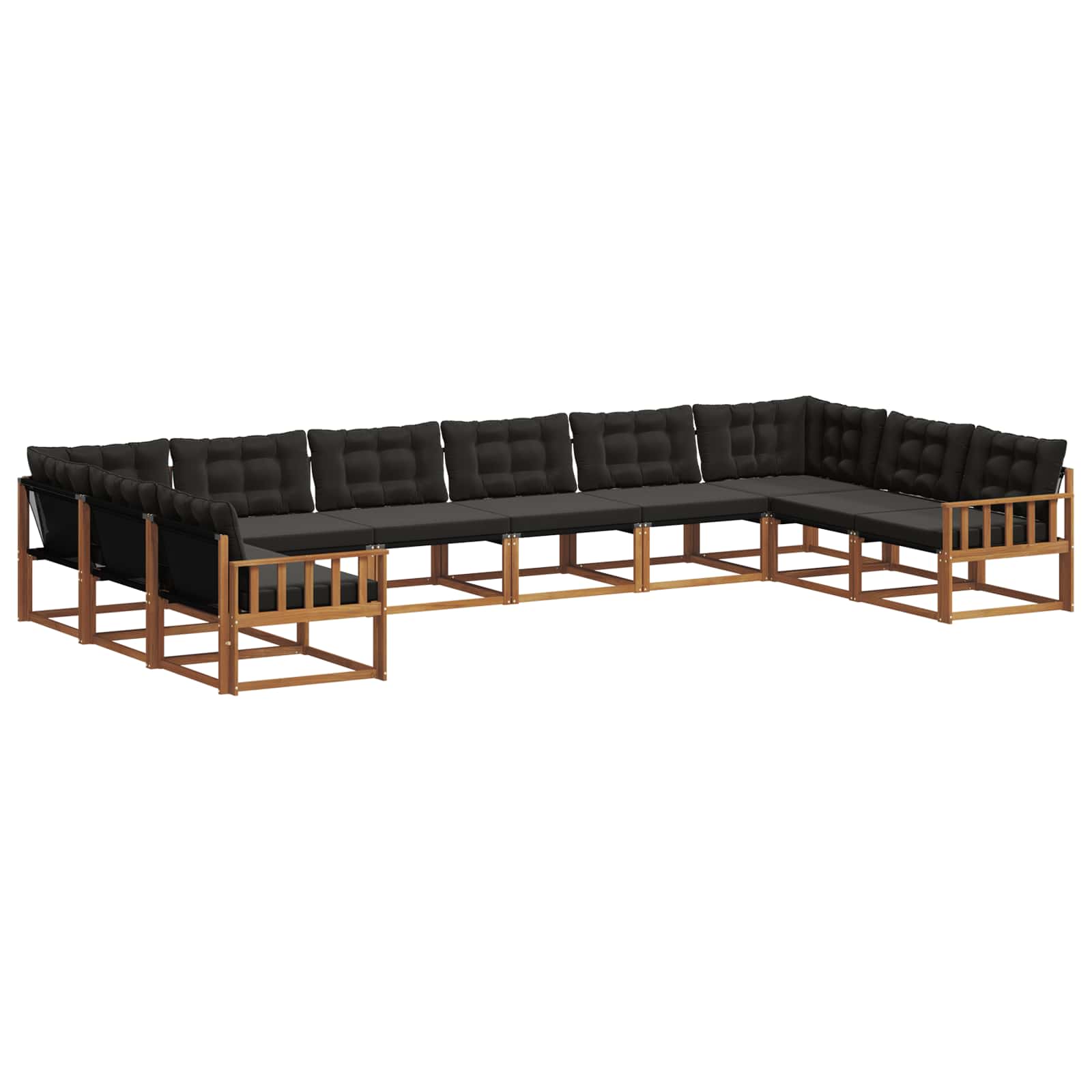 Buiten bankenset met kussen 10 pcs Natuurlijk en Zwart is nu te koop bij PeponiXL, paradijselijk wonen!