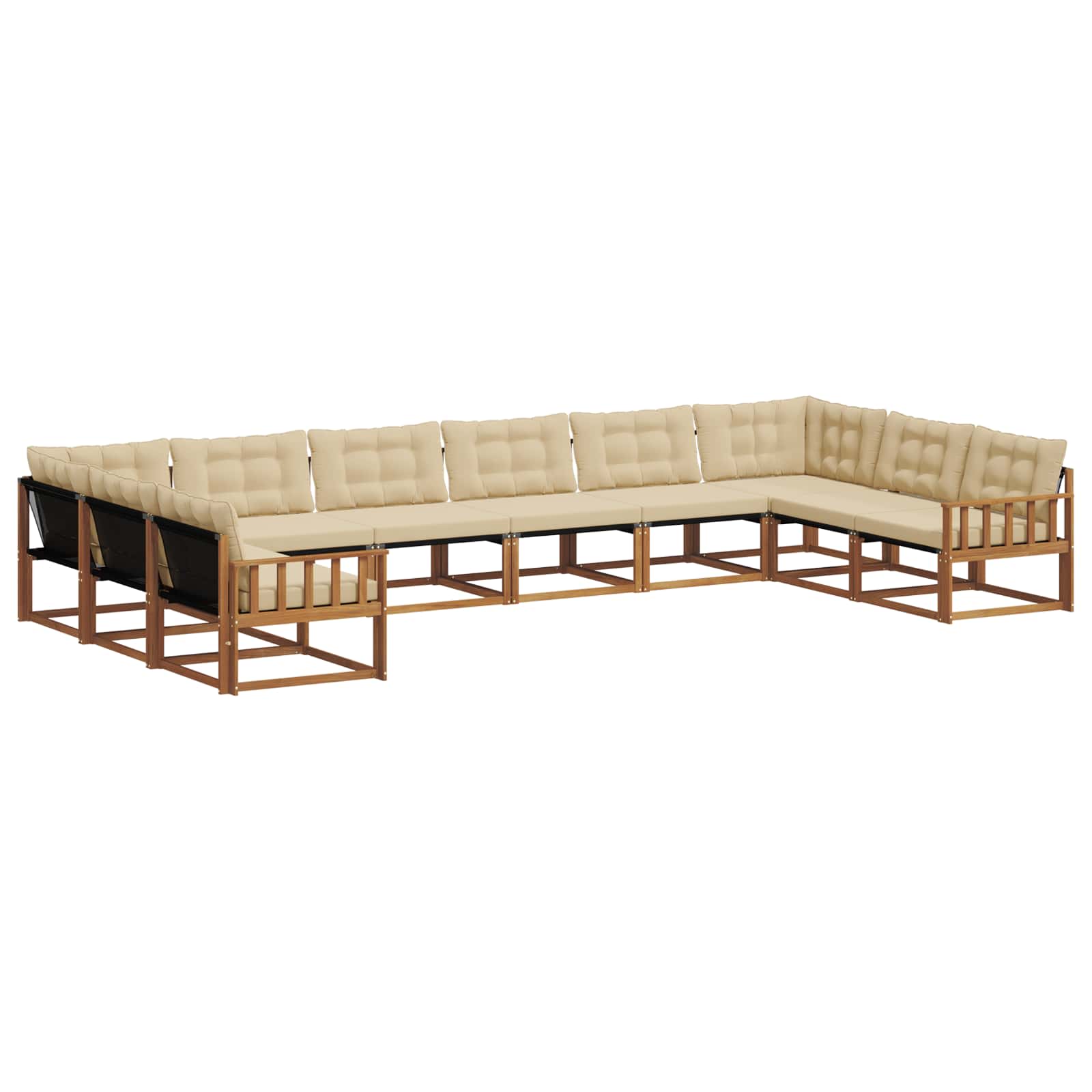 Buiten bankenset met kussen 10 pcs Natuurlijk en Beige is nu te koop bij PeponiXL, paradijselijk wonen!