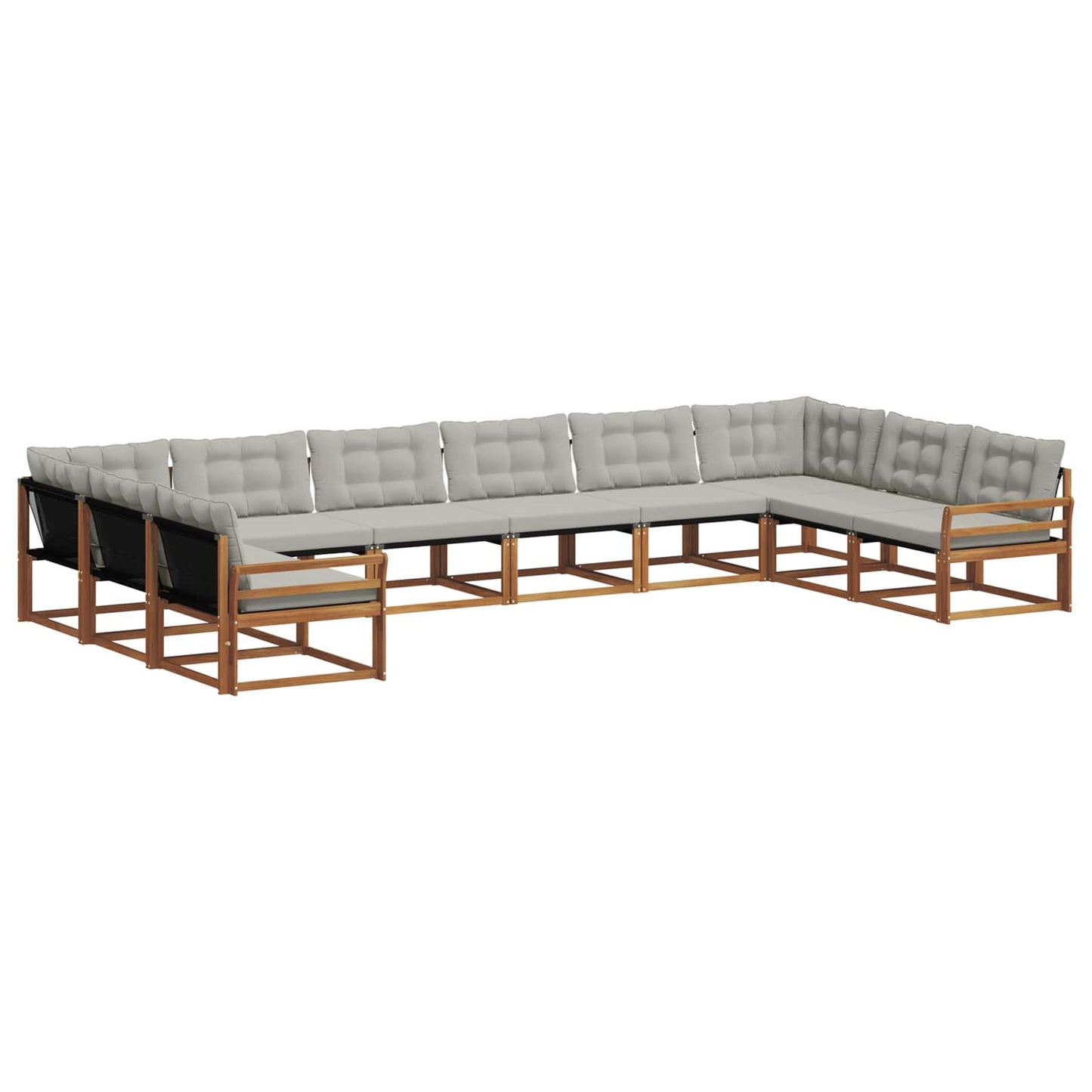 Buiten bankenset met kussen 10 pcs Natuurlijk en Lichtgrijs is nu te koop bij PeponiXL, paradijselijk wonen!