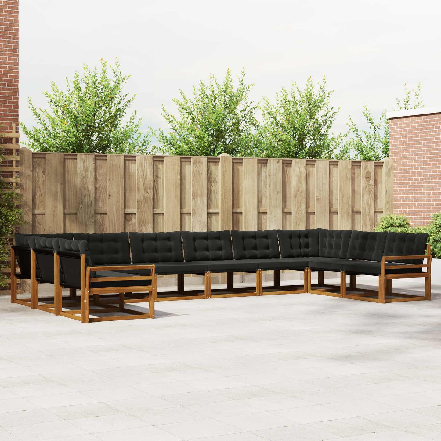 Buiten bankenset met kussen 10 pcs Natuurlijk en Zwart is nu te koop bij PeponiXL, paradijselijk wonen!
