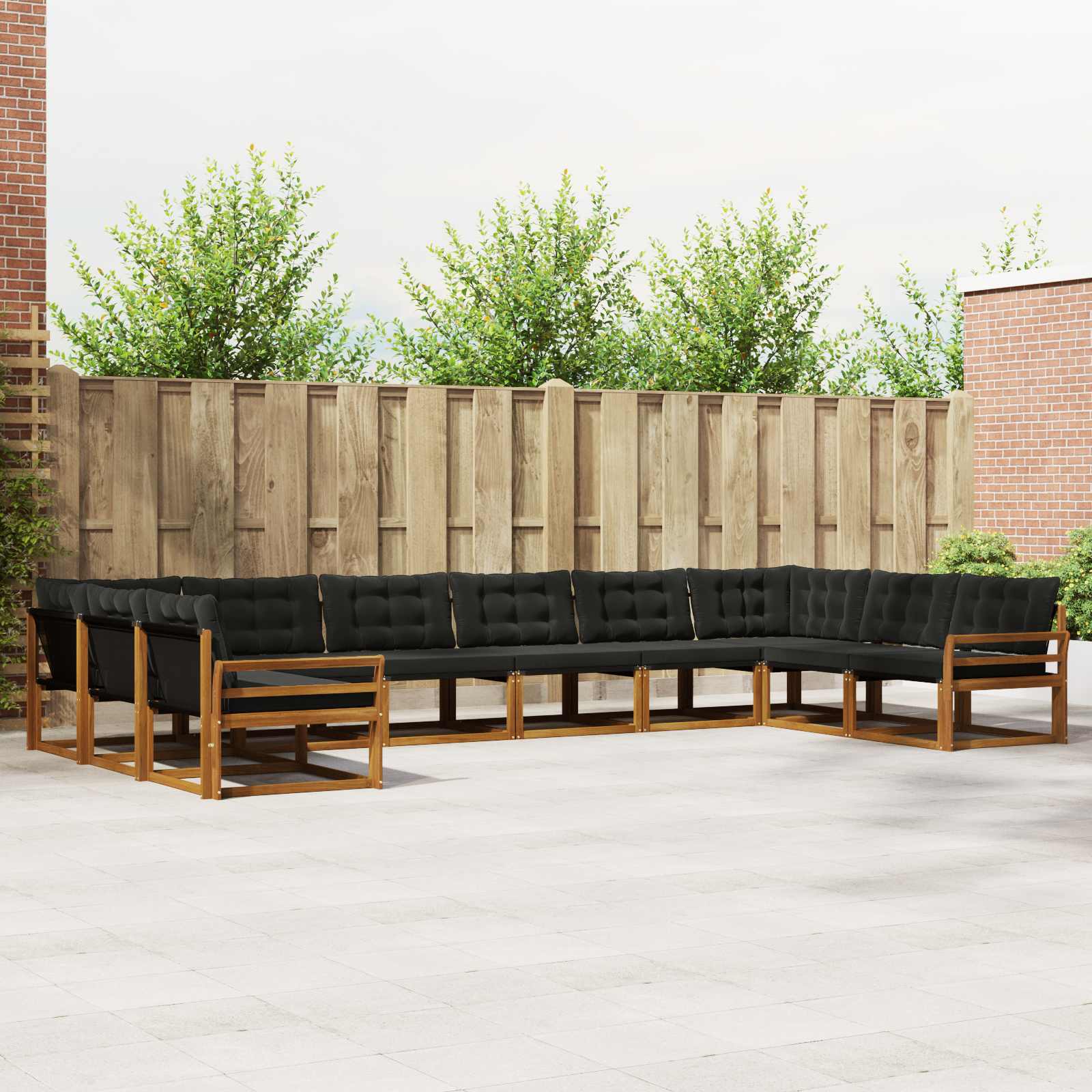 Buiten bankenset met kussen 10 pcs Natuurlijk en Zwart is nu te koop bij PeponiXL, paradijselijk wonen!