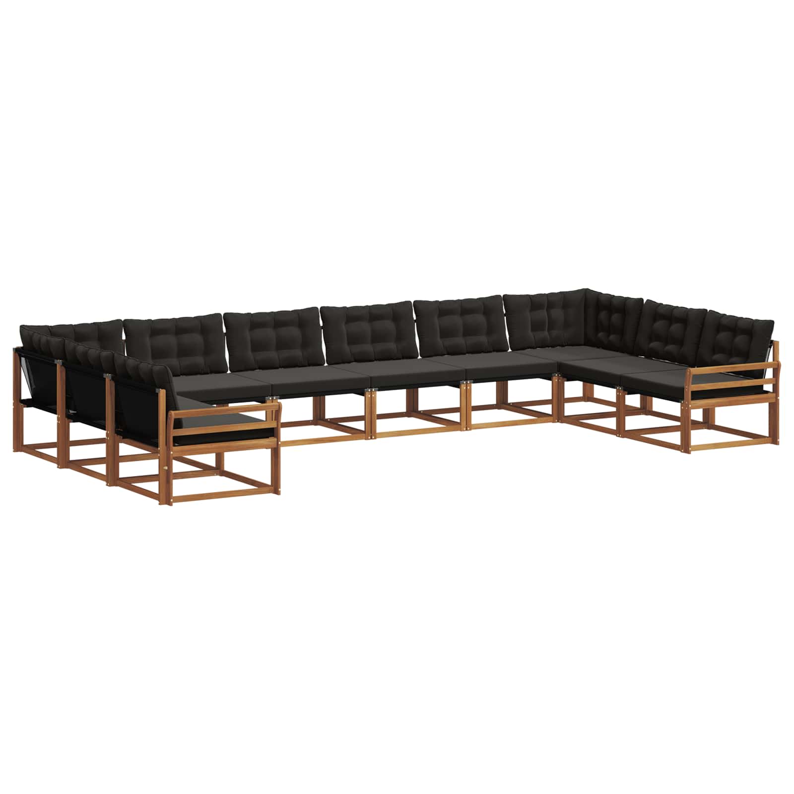 Buiten bankenset met kussen 10 pcs Natuurlijk en Zwart is nu te koop bij PeponiXL, paradijselijk wonen!