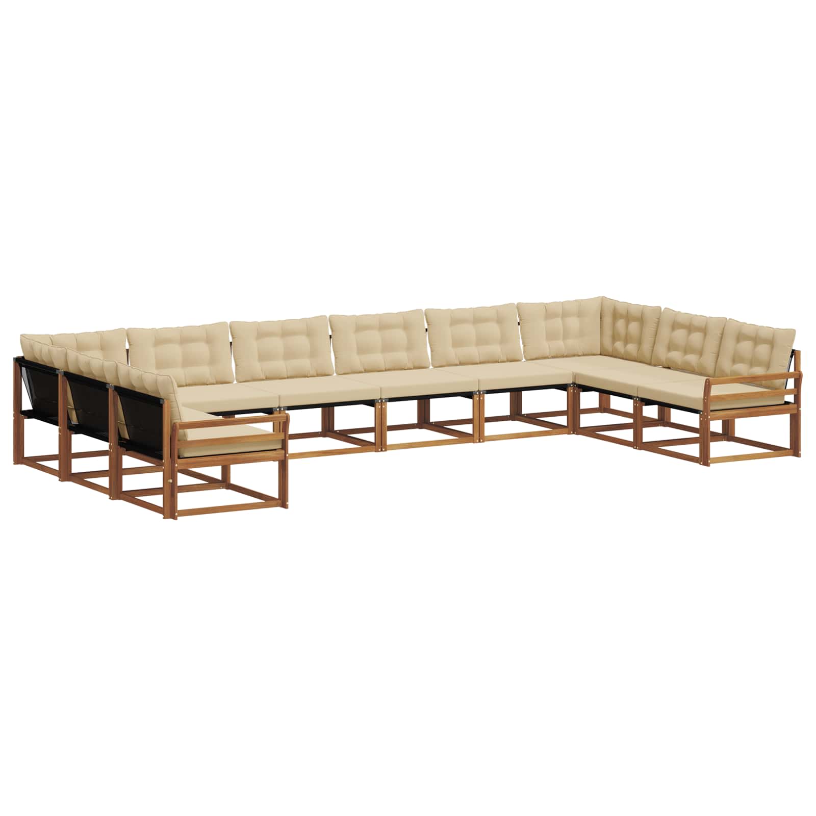 Buiten bankenset met kussen 10 pcs Natuurlijk en Beige is nu te koop bij PeponiXL, paradijselijk wonen!