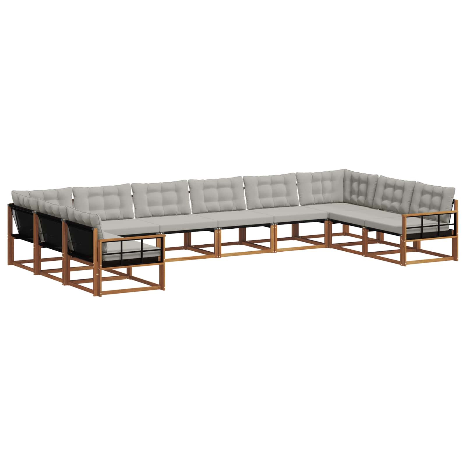 Buiten bankenset met kussen 10 pcs Natuurlijk en Lichtgrijs is nu te koop bij PeponiXL, paradijselijk wonen!