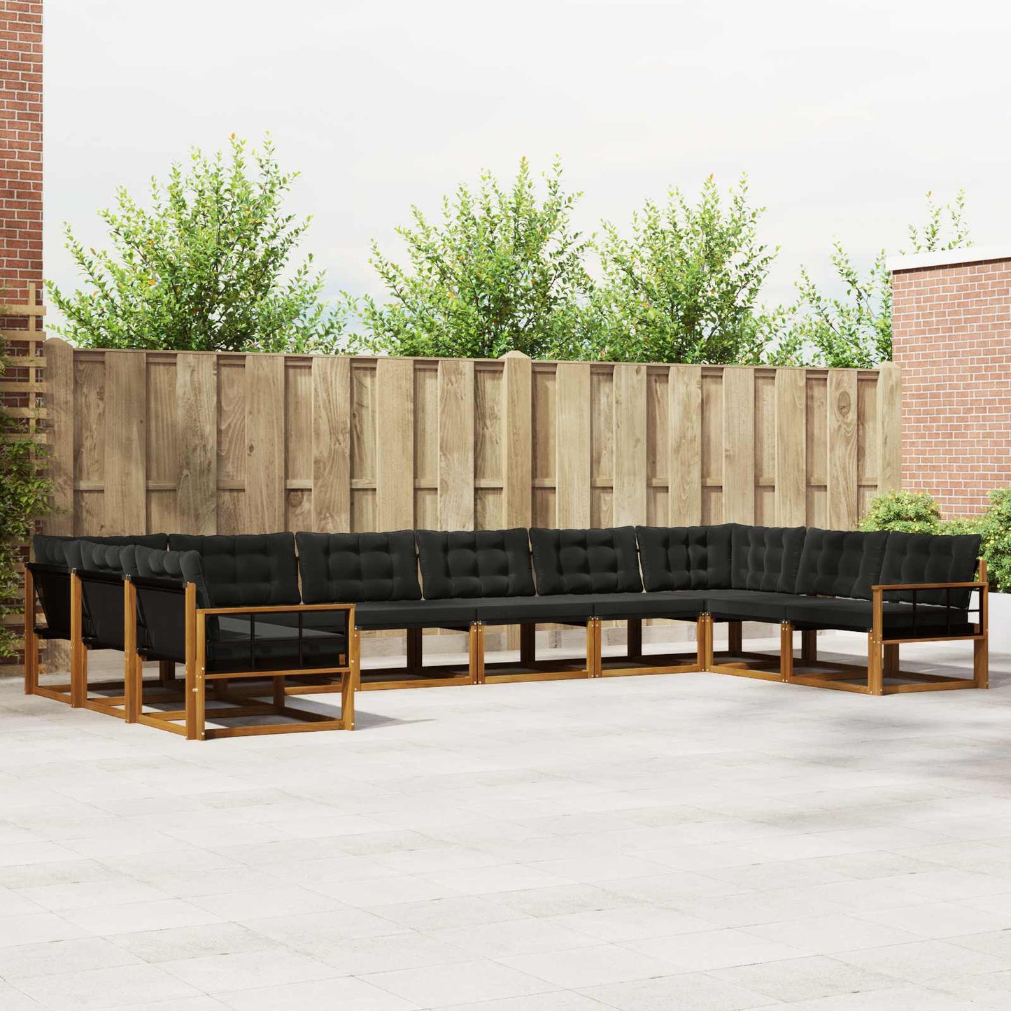 Buiten bankenset met kussen 10 pcs Natuurlijk en Zwart is nu te koop bij PeponiXL, paradijselijk wonen!