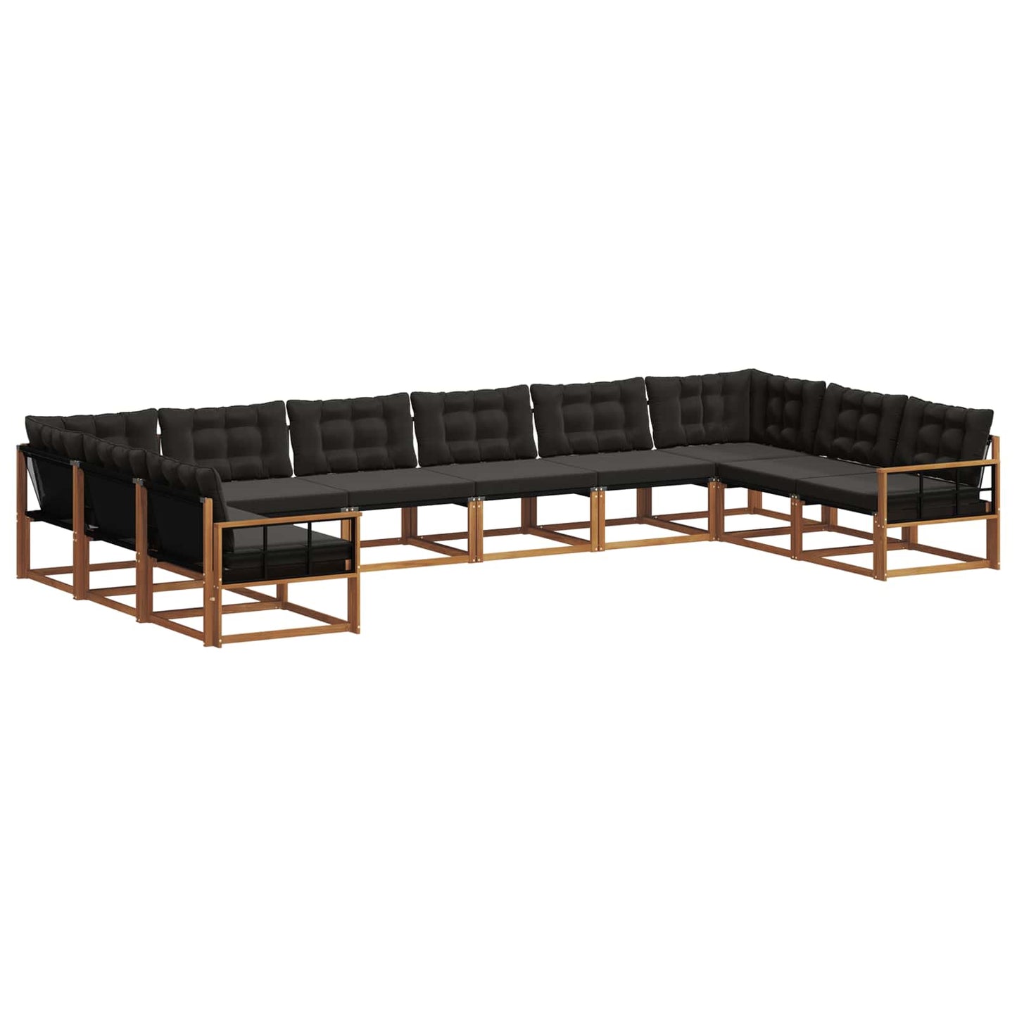 Buiten bankenset met kussen 10 pcs Natuurlijk en Zwart is nu te koop bij PeponiXL, paradijselijk wonen!