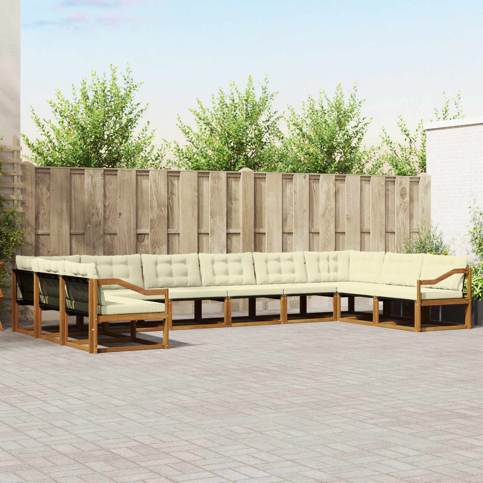 Buiten bankenset met kussen 10 pcs Natuurlijk en Crème is nu te koop bij PeponiXL, paradijselijk wonen!