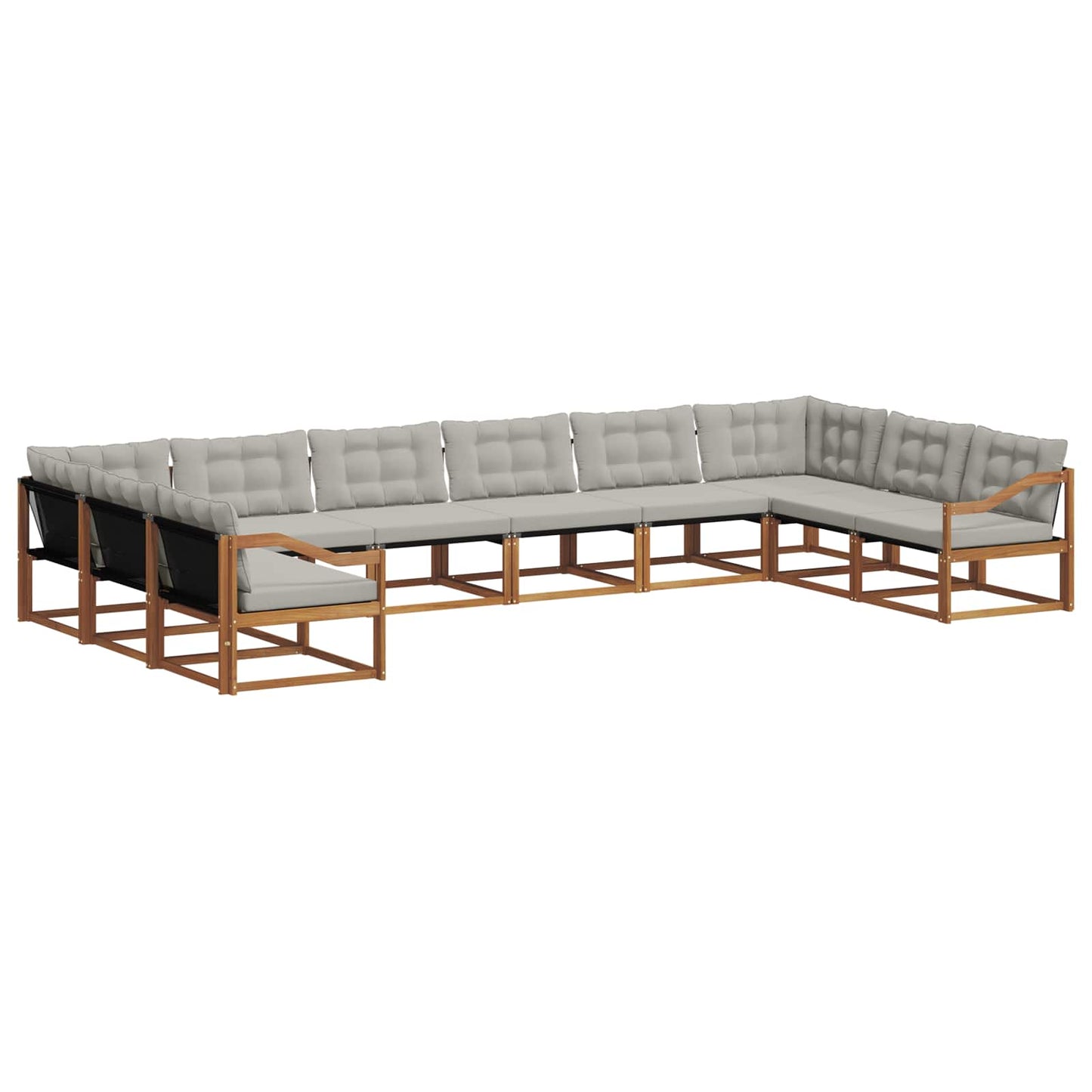 Buiten bankenset met kussen 10 pcs Natuurlijk en Lichtgrijs is nu te koop bij PeponiXL, paradijselijk wonen!