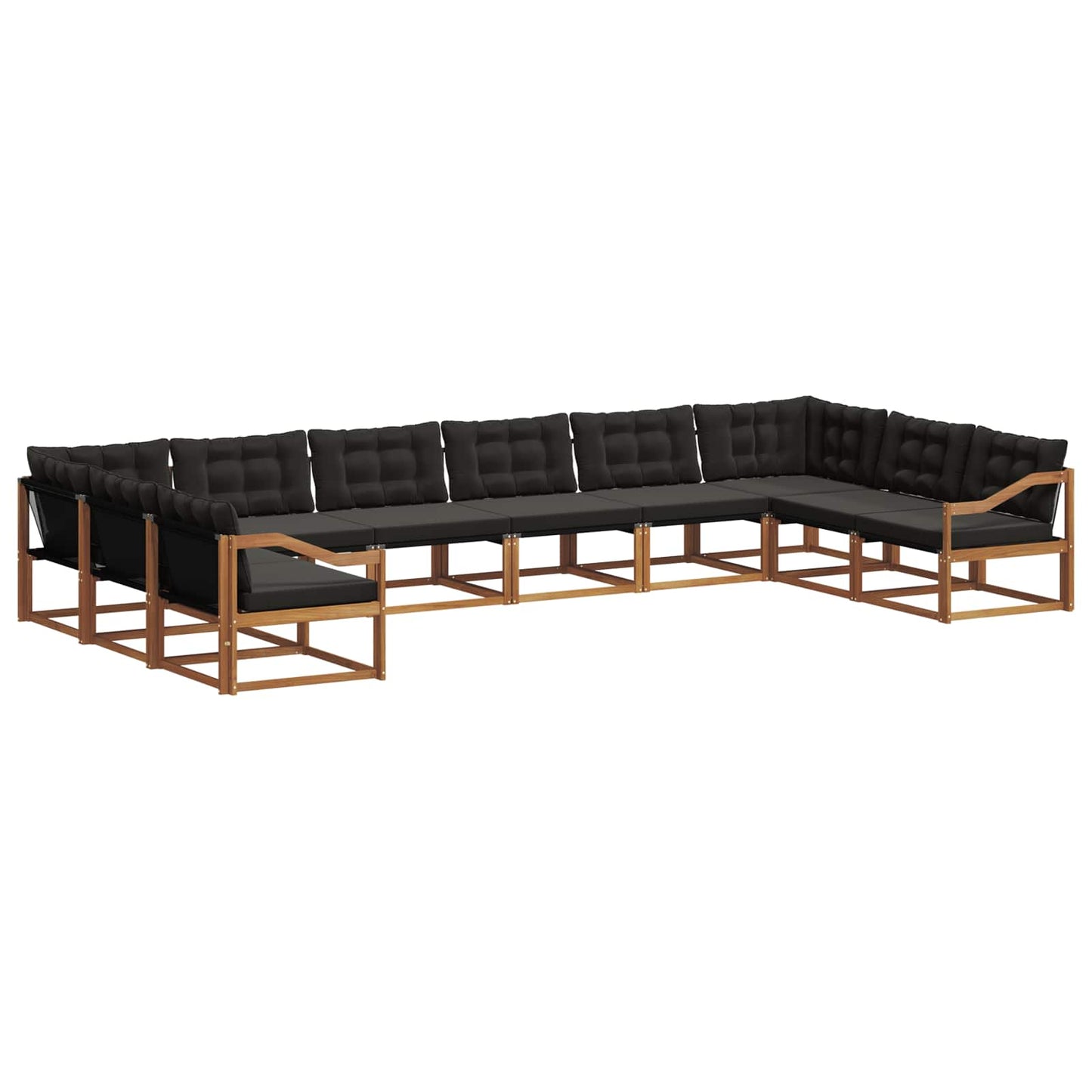 Buiten bankenset met kussen 10 pcs Natuurlijk en Zwart is nu te koop bij PeponiXL, paradijselijk wonen!