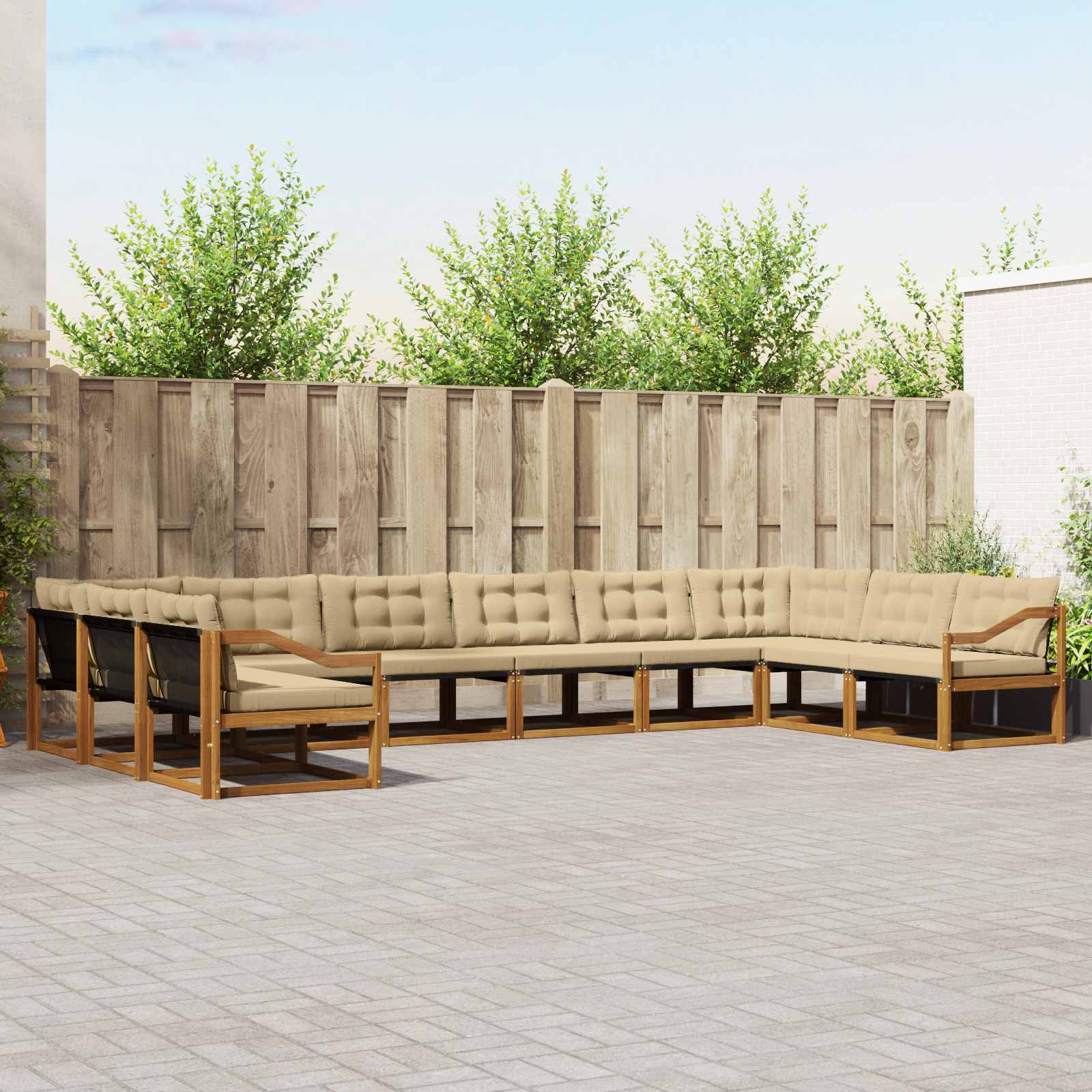 Buiten bankenset met kussen 10 pcs Natuurlijk en Beige is nu te koop bij PeponiXL, paradijselijk wonen!