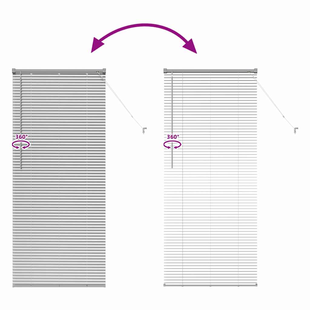 Raamblind met gordijnen Zilver Aluminium