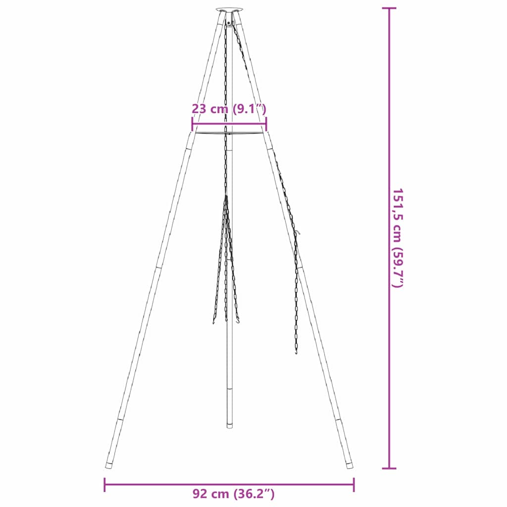 Kampvuur tripod Zwart 92 x 92 x 151,5 cm Staal is nu te koop bij PeponiXL, paradijselijk wonen!