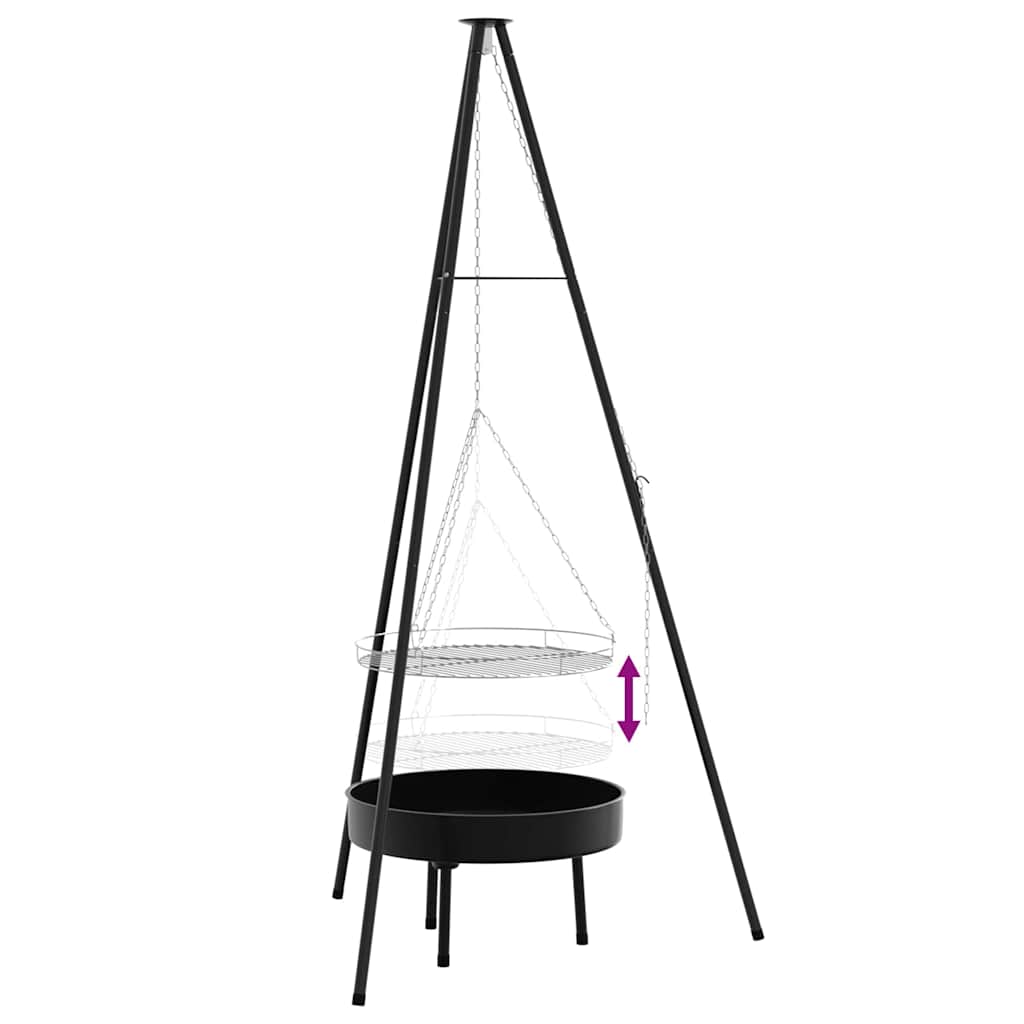 Kampvuur tripod 3 pcs Zwart Staal is nu te koop bij PeponiXL, paradijselijk wonen!