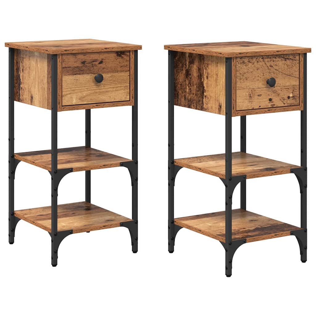 Nachtkastje 2 pcs Bruin 33,5 x 36 x 70 cm Geconstrueerd hout is nu te koop bij PeponiXL, paradijselijk wonen!