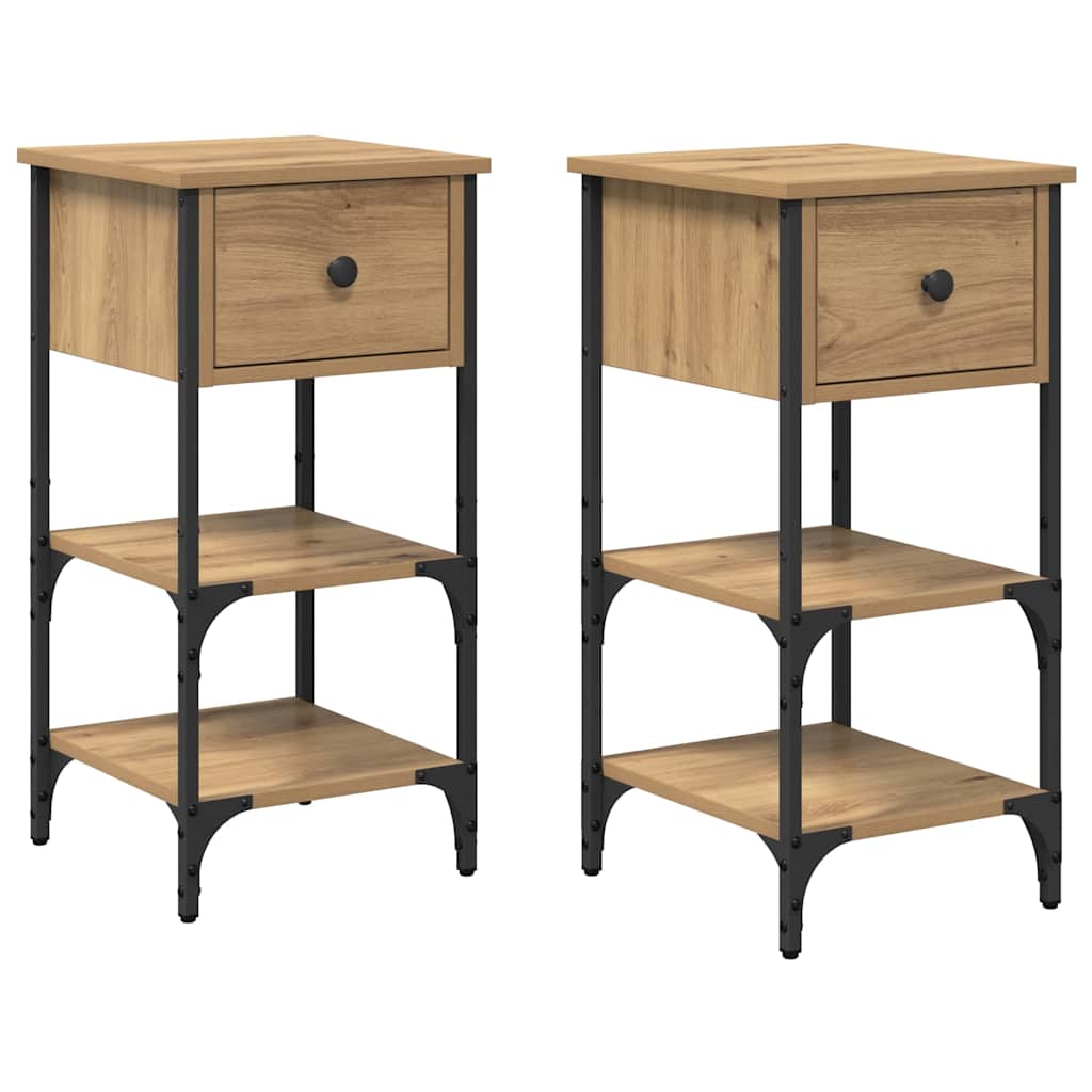 Nachtkastje 2 pcs Bruin 33,5 x 36 x 70 cm Geconstrueerd hout is nu te koop bij PeponiXL, paradijselijk wonen!