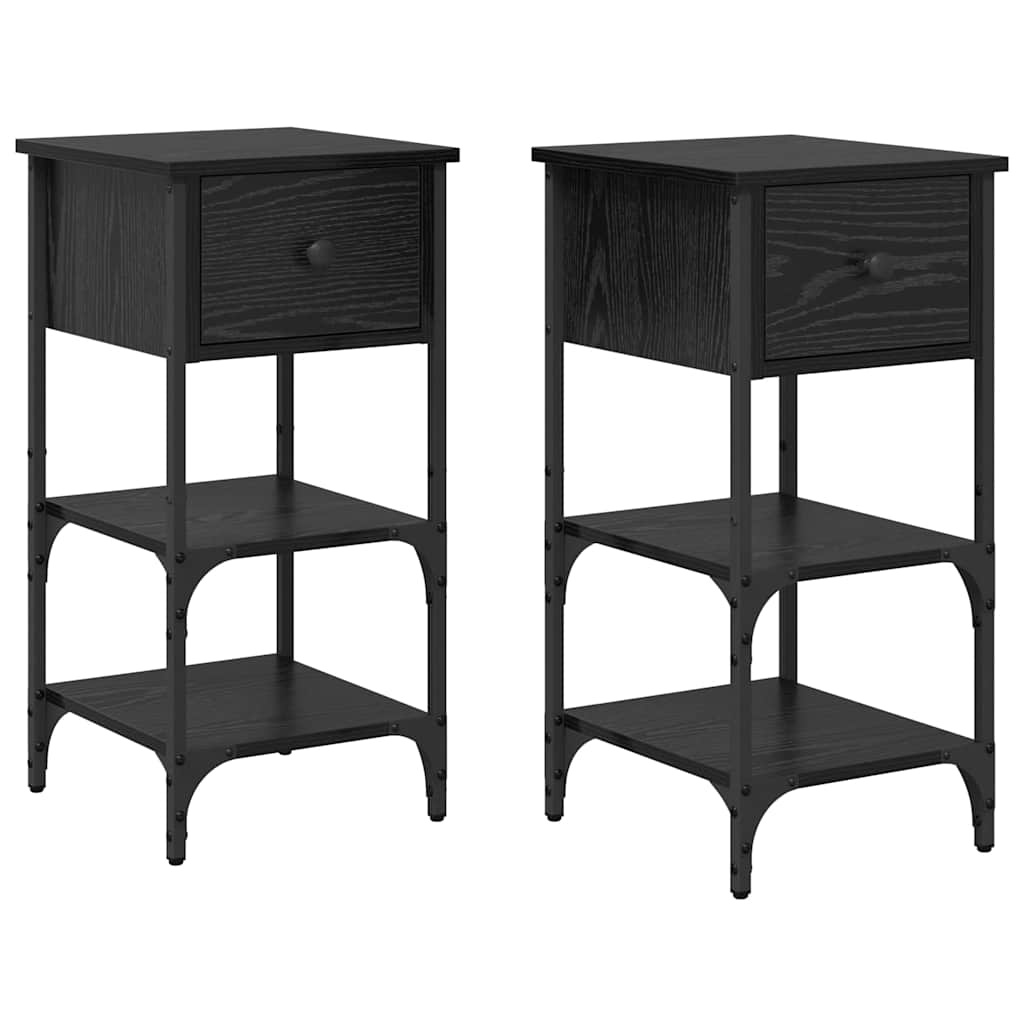 Nachtkastje met lade 2 pcs Zwart Eiken 33,5 x 36 x 70 cm is nu te koop bij PeponiXL, paradijselijk wonen!
