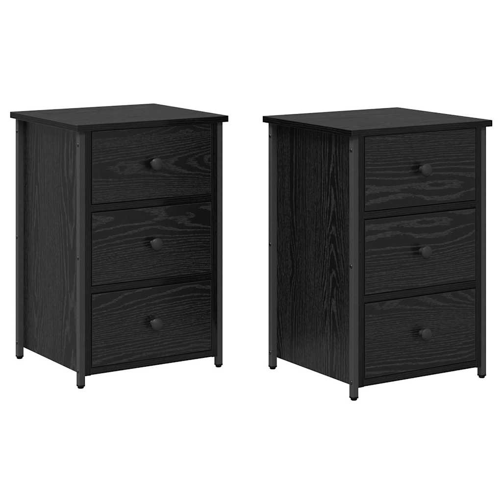 Nachtkastje met lade 2 pcs Zwart Eiken 40 x 36 x 60 cm is nu te koop bij PeponiXL, paradijselijk wonen!