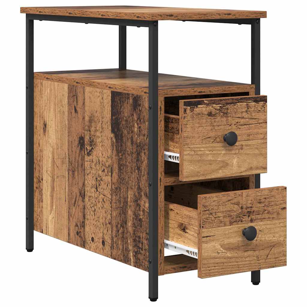 Nachtkastje met lade Oud hout 30 x 60 x 60 cm Bewerkt hout is nu te koop bij PeponiXL, paradijselijk wonen!