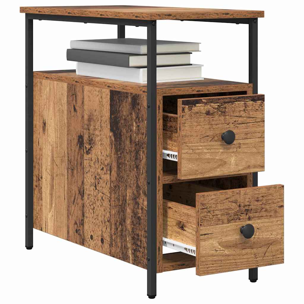 Nachtkastje met lade Oud hout 30 x 60 x 60 cm Bewerkt hout is nu te koop bij PeponiXL, paradijselijk wonen!